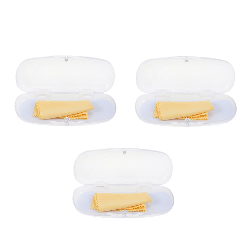 HEALLILY 3 Pack Clear Frosted Glasses Cases - Durable Transparent Eyeglass Storage Box for Reading Glasses, Sunglasses & Safety Glasses - Perfect for Home, Office, Travel & Daily Organization