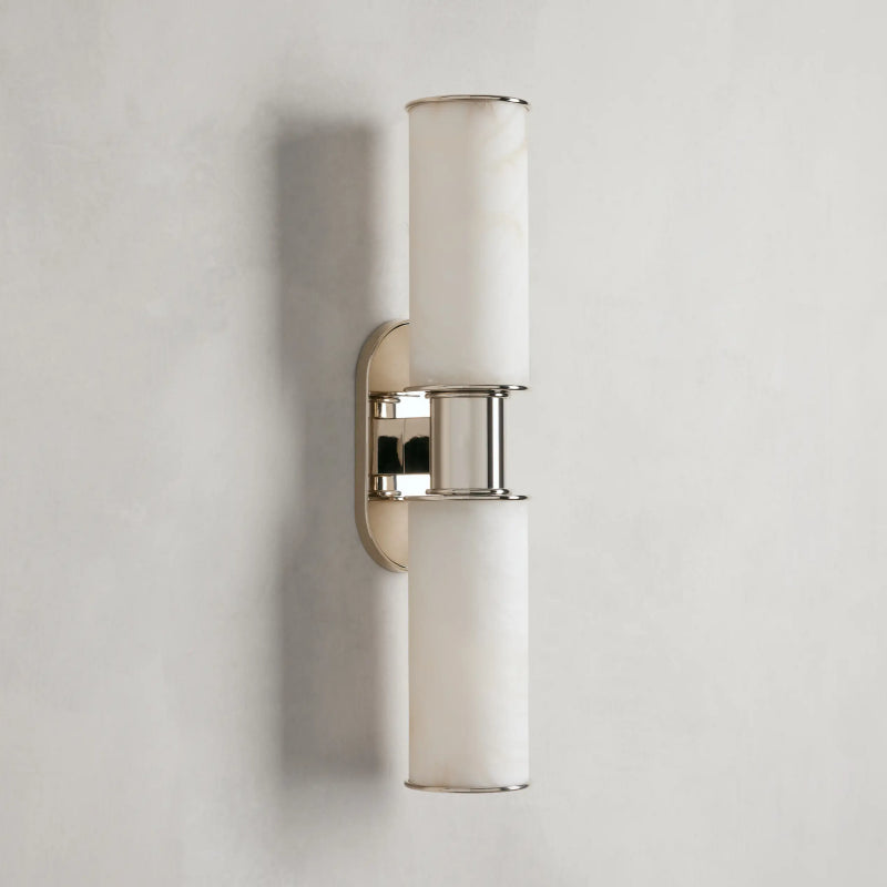 Harlin 2-Light Wall Sconce in Alabaster Finish - Modern Flush Mount Lighting for Bedroom, Hallway & Living Room Decor