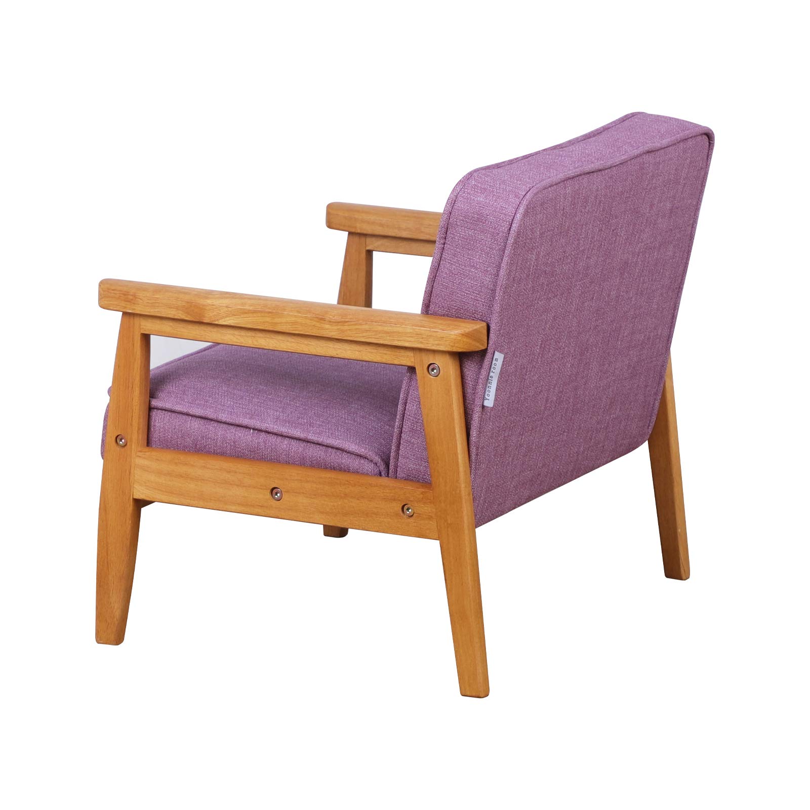 BabyLand Toddler Chair - Solid Wood Kids Sofa with Soft Linen Fabric, Light Purple - Perfect for Playroom, Nursery, or Birthday Gift for Boys & Girls
