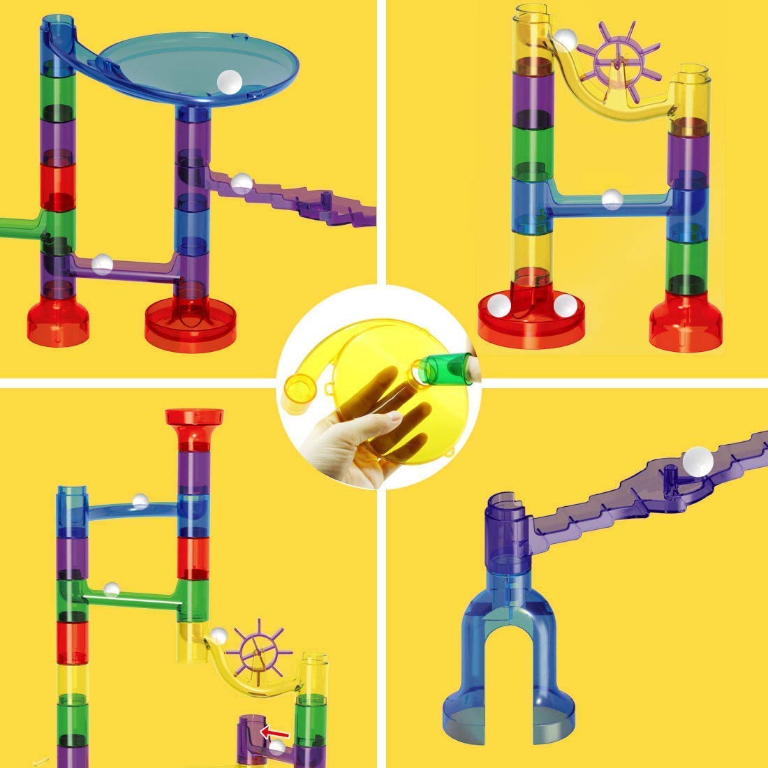 WTOR 216PCS Marble Run Super Set - STEM Educational Building Blocks Toy for Kids, Marble Maze Game for Boys & Girls Ages 4-8, Creative Construction Learning Toy (216 Pieces) - Perfect for Birthday Gifts, Classroom Activities & Indoor Play
