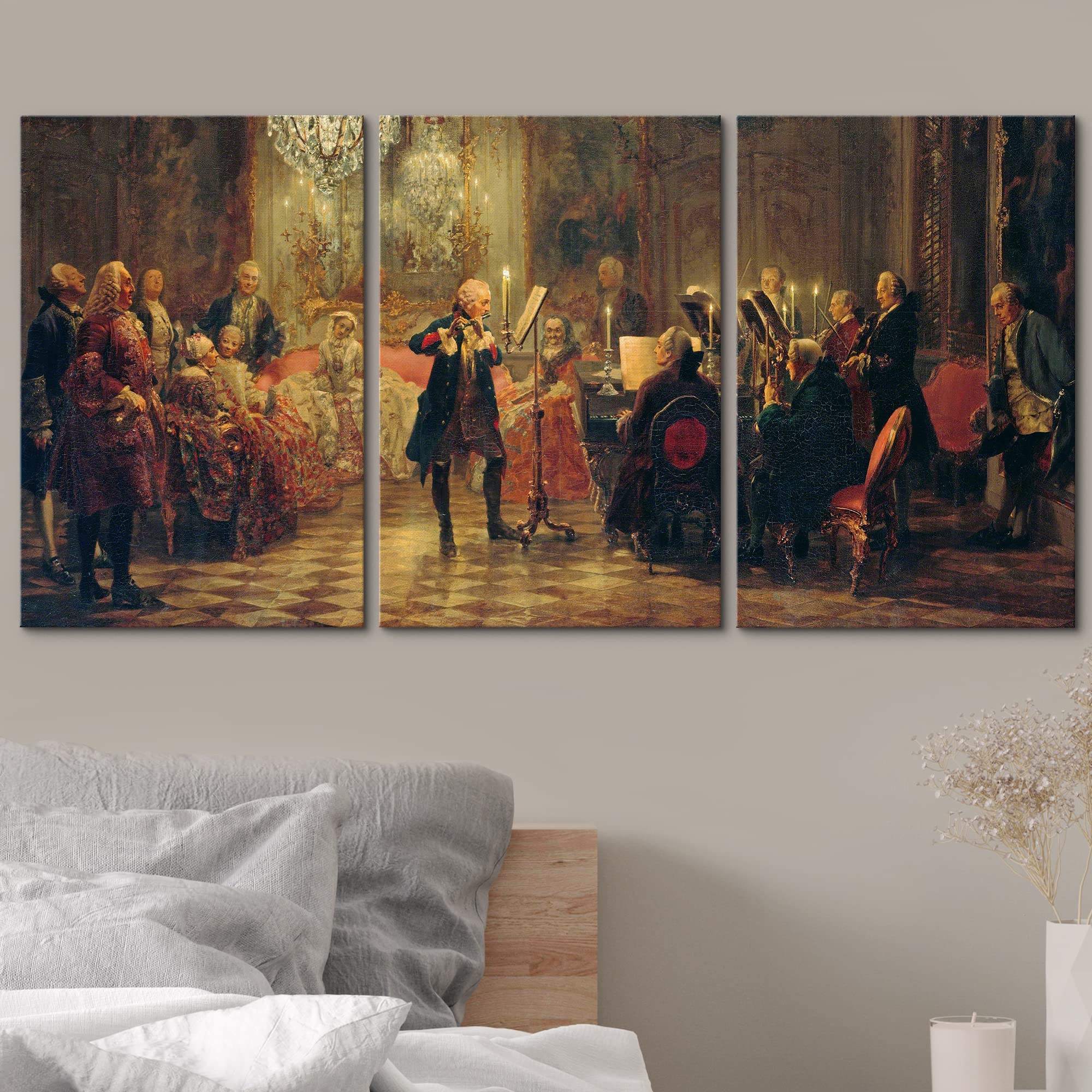 Adolph Menzel Frederick the Great Concert Oil Painting Reproduction - Premium Canvas Wall Art Set (24