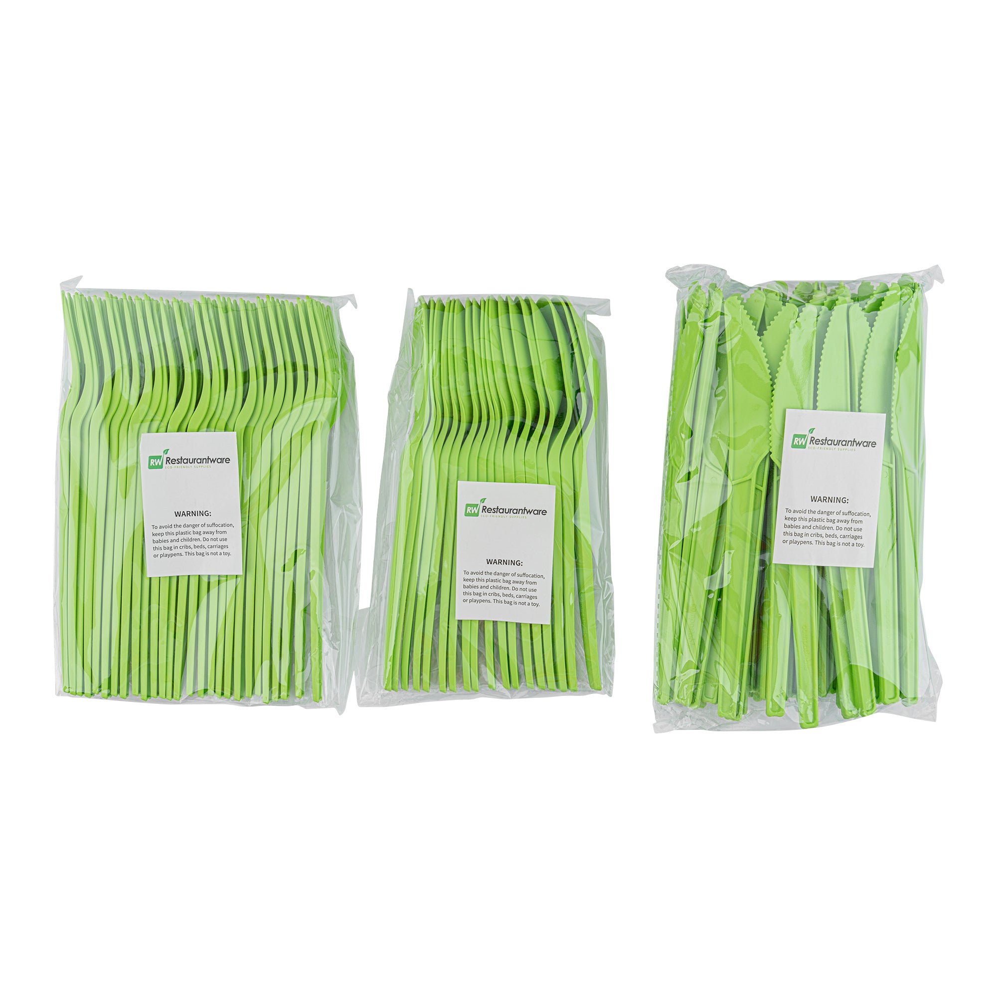 Eco-Friendly Green CPLA Plastic Cutlery Set - 290-Piece Heat Resistant, Compostable Utensils (6.5