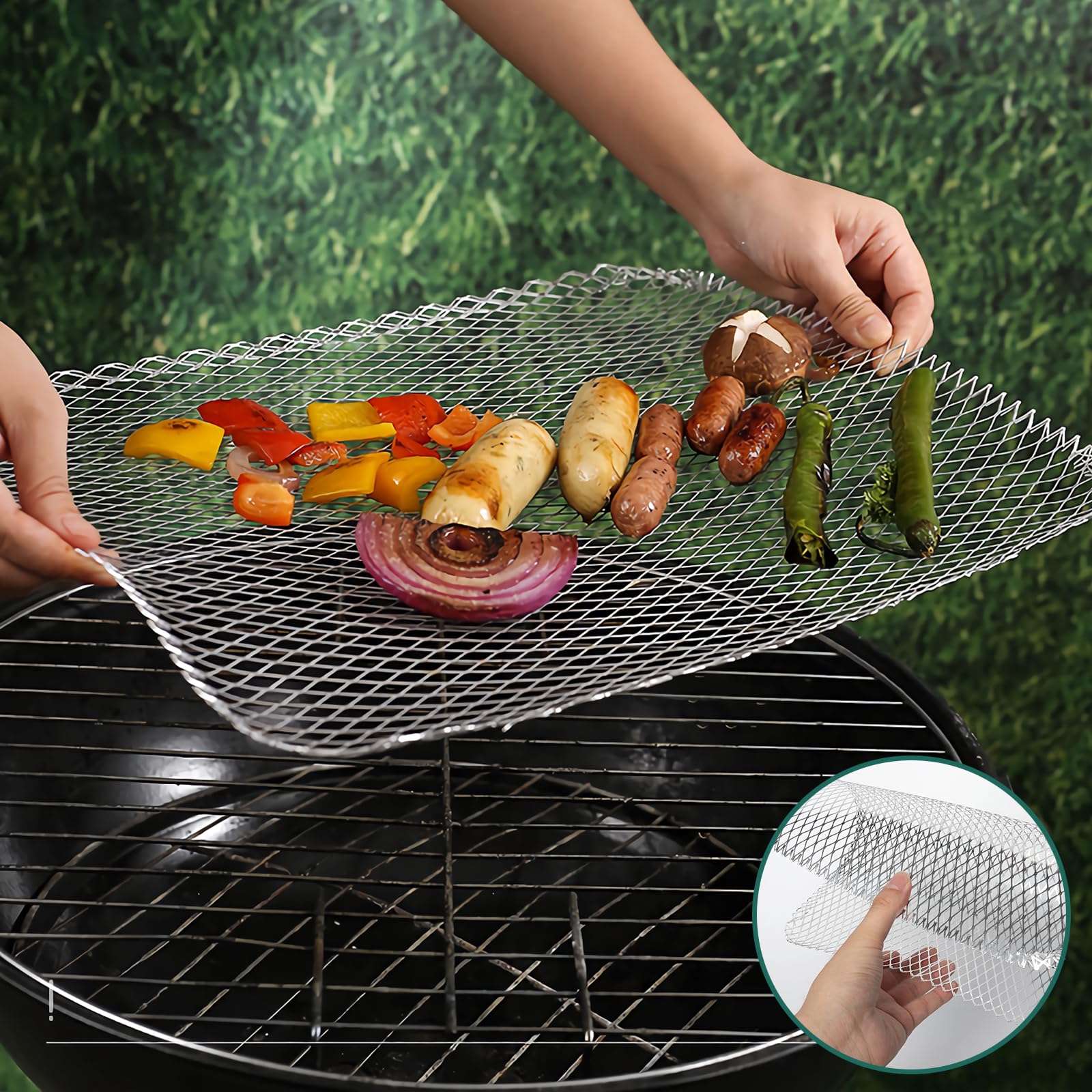 **10-Pack Disposable BBQ Grill Toppers - 15.3x12 Inch Non-Stick Grill Liners for Outdoor Cooking | Prevents Food from Falling Through Grates | Perfect for Backyard BBQs, Camping & Picnics**
