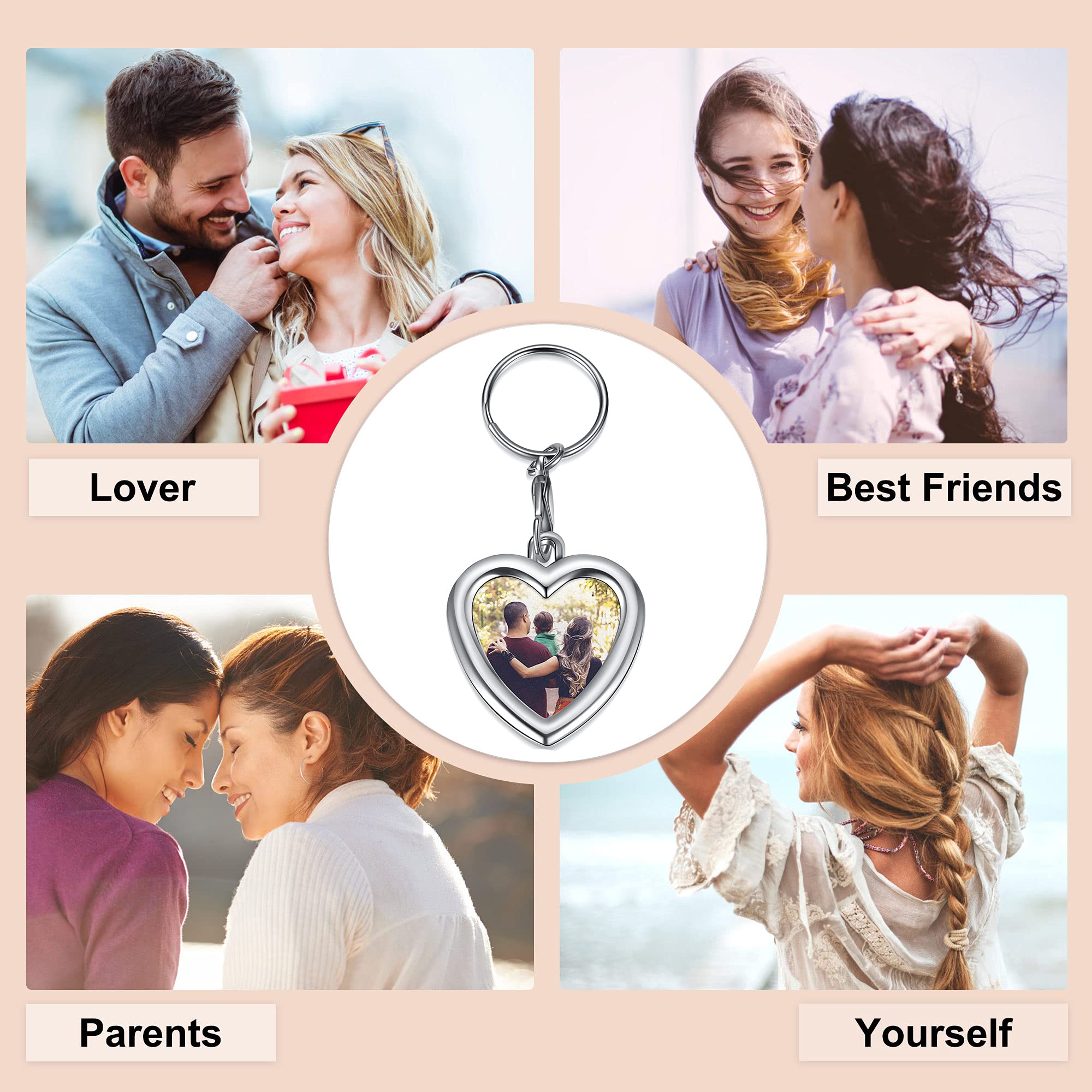 Personalized Photo Keychain - Custom Engraved Jewelry Gift for Anniversary, Birthday, Wedding - Perfect for Couples, Friends & Family Keepsakes