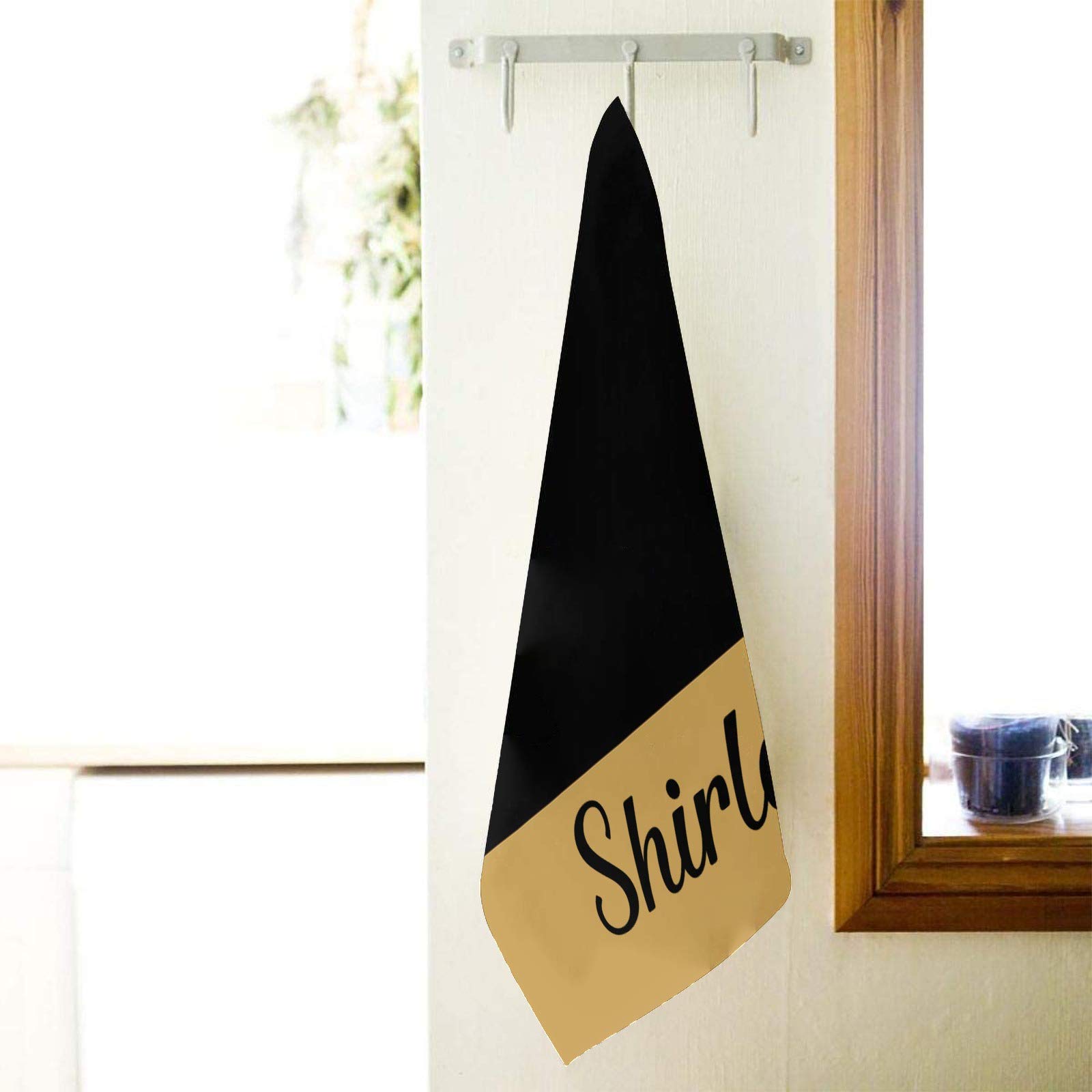 Custom Personalized Monogram Hand Towels - Black & Gold Soft Microfiber Bath Towel (16x28 inches) for Bathroom, Kitchen, Hotel, Gym & Spa - Perfect for Gifts, Home Decor & Luxury Self-Care