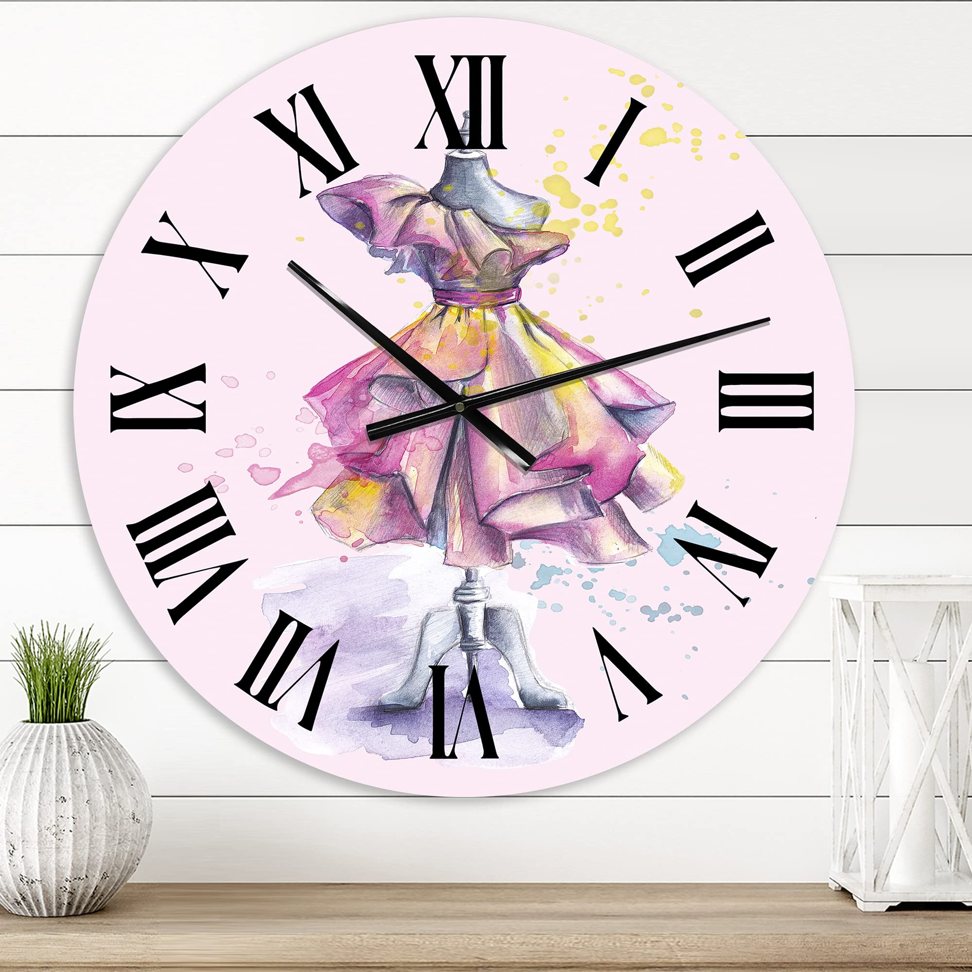 French Country Wall Clock - Elegant Fashion Mannequin Design with Draped Dress, Large Decorative Clock for Living Room, Bedroom & Office Decor | Perfect Vintage Home Décor Gift Idea