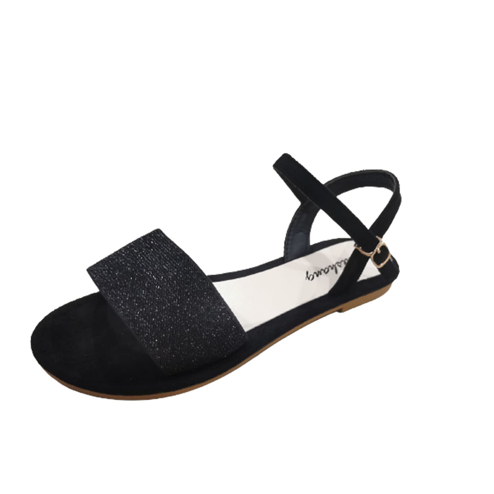 Women's Open Toe Tie-Up Ankle Wrap Flat Sandals - Rhinestone Roman Gladiator Sandals for Casual Summer Walking | Retro Style Beach, Vacation & Outdoor Wear