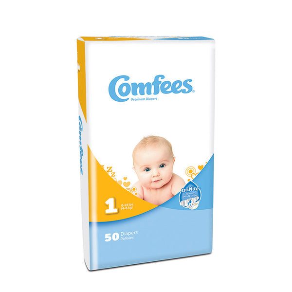 Comfees Premium Baby Diapers Size 1 (30-60 Count) - Ultra Absorbent, Hypoallergenic & Leak Proof for Newborns - Perfect for Daycare, Overnight Use & Traveling