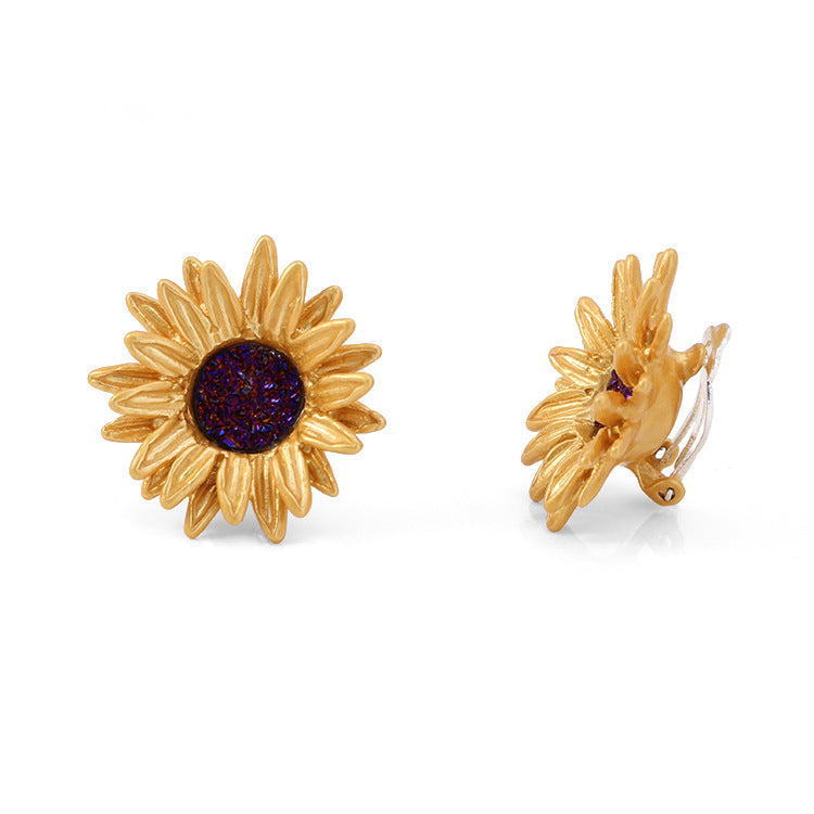 Sunflower Ear Hook Jewelry - Dainty Floral Earrings for Women, Gold Plated Sunflower Stud Earrings - Perfect for Parties, Weddings & Everyday Wear