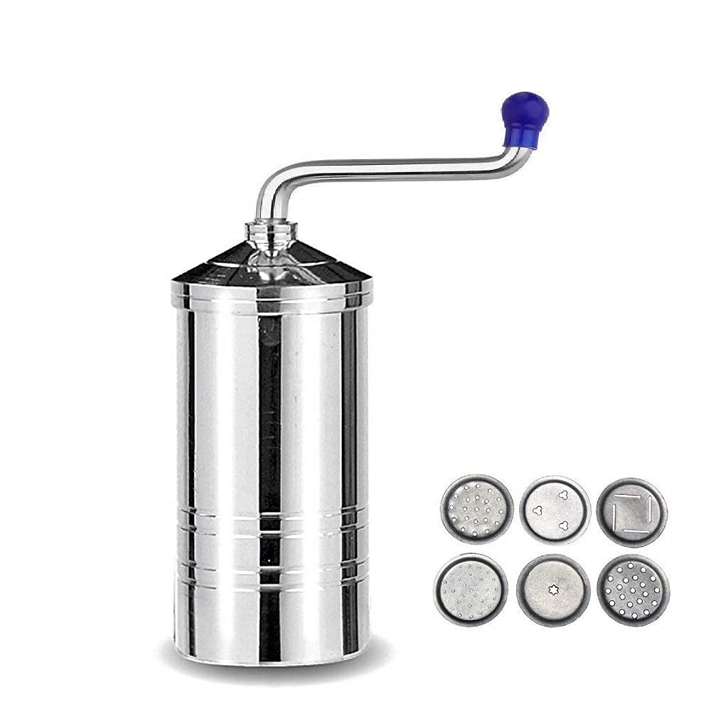 Premium Stainless Steel Sev Maker - Indian Snacks Chakali & Murukku Press with 6 Interchangeable Discs | Manual Pasta Machine for Homemade Sevai, Chakli & Traditional Indian Snacks | Perfect for Diwali, Festivals & Family Cooking