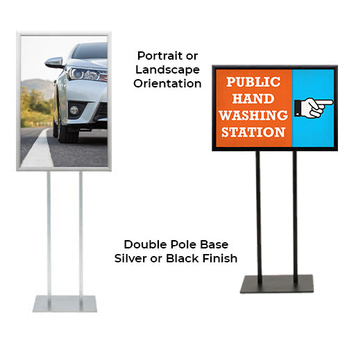 24x36 Double Pole Floor Stand Sign Holder - 1 1/4