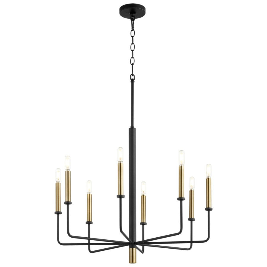 Cyan Design 10967 Apollo Chandelier in Noir & Aged Brass - Small Modern Ceiling Light Fixture for Dining Room, Bedroom, or Entryway