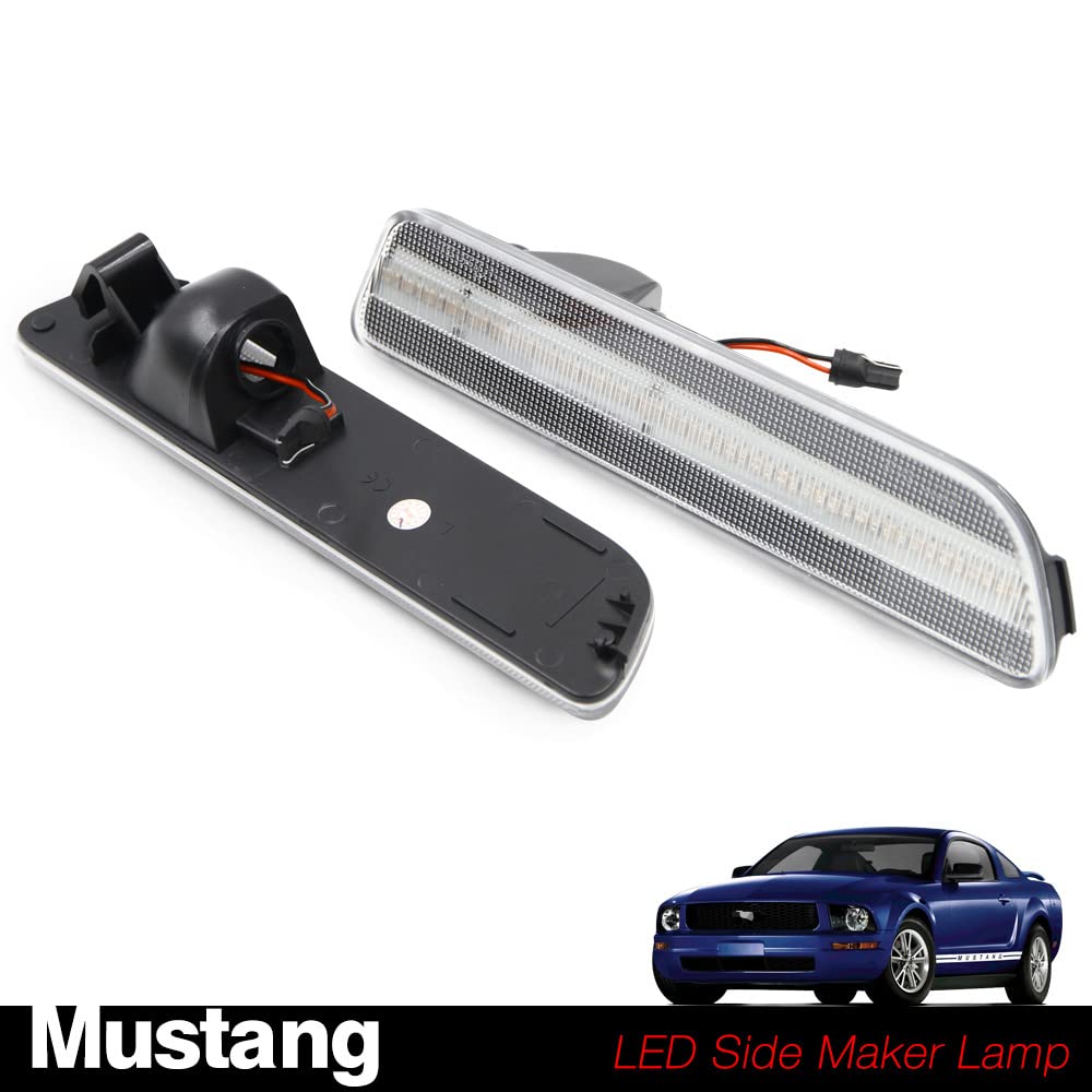 NJSBYL LED Side Marker Lights for Ford Mustang 2005-2009 - Red Rear Turn Signal Lamps with Clear Lens (Left/Right Pair) - Easy Installation & Durable Replacement for Enhanced Night Driving Safety