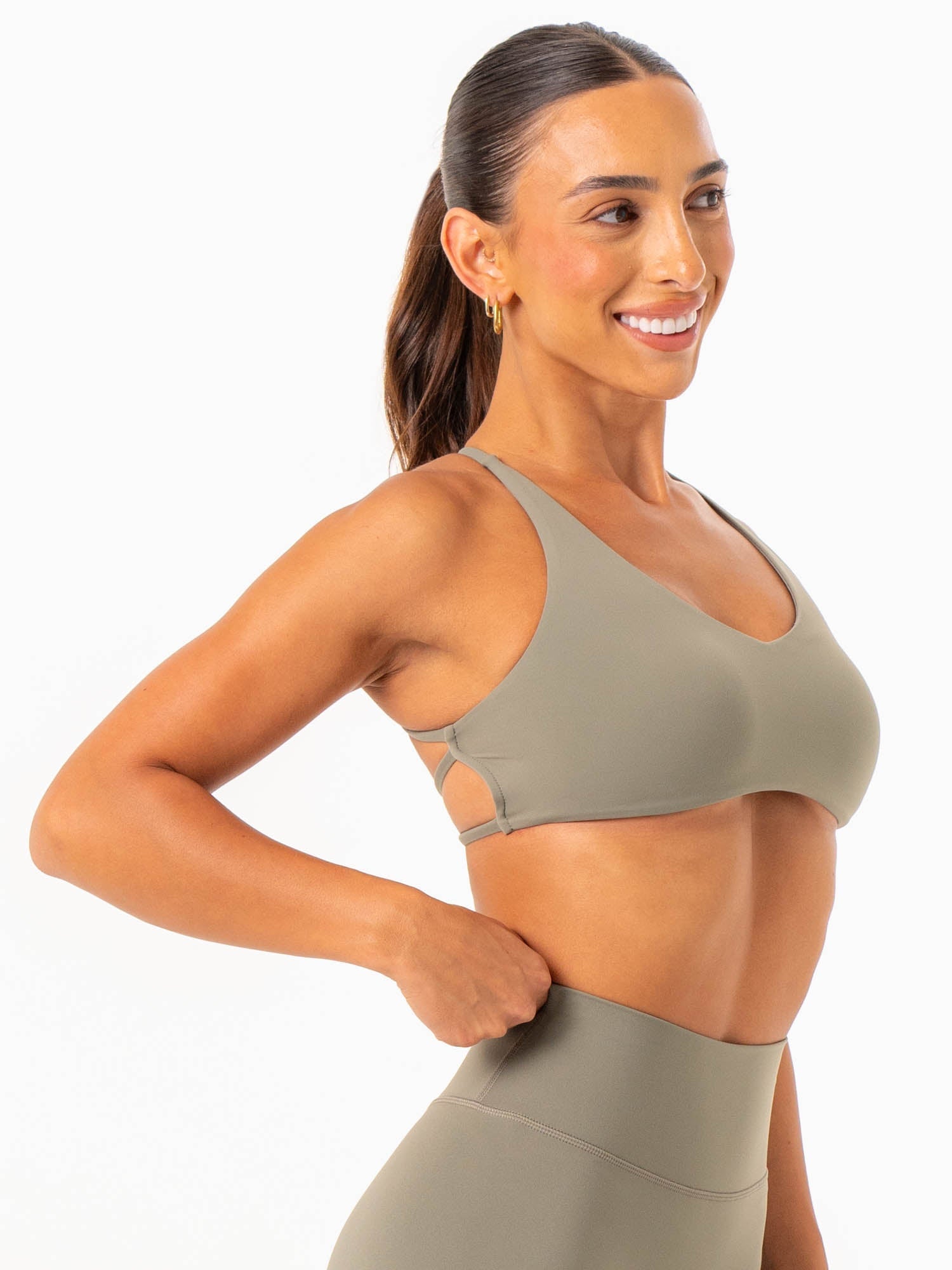 NKD Embody Sports Crop Top for Women - High Performance Workout Shirt in Desert Sage - Perfect for Yoga, Running & Gym