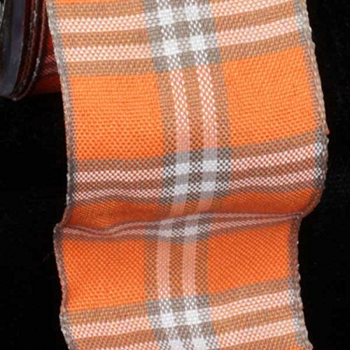 Orange and White Plaid Craft Ribbon 1.5