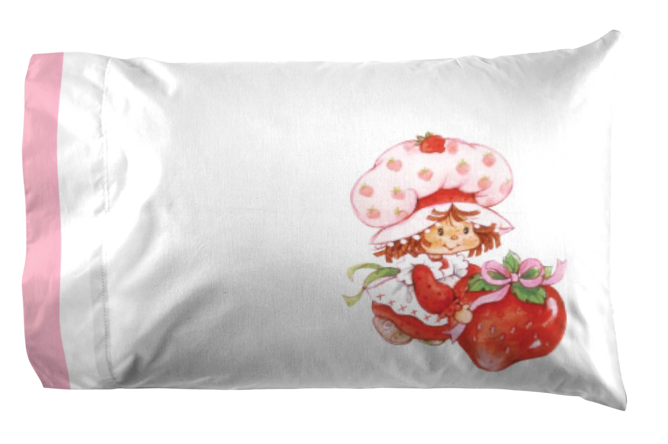 Jay Franco Strawberry Shortcake Twin Size 3-Piece Bedding Set | Super Soft Microfiber Sheets with Reversible Pillow Cover | Perfect for Kids' Bedrooms, Sleepovers & Nursery Decor