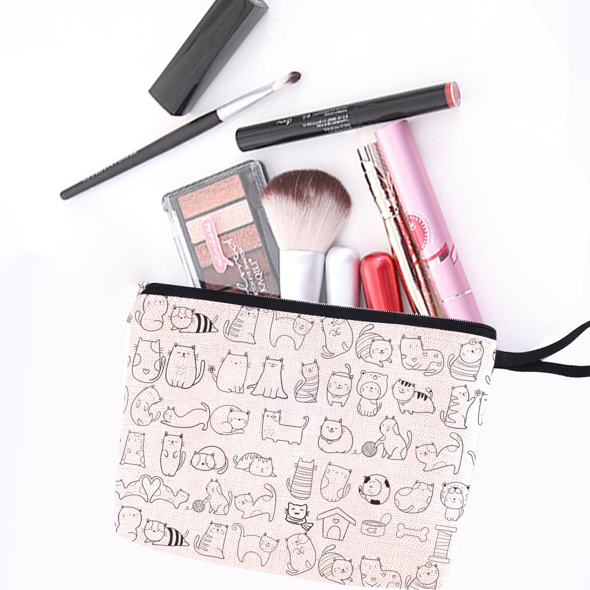 Cat Mom Gifts: Cute Kitty Makeup Bag - Cat Themed Cosmetic Zipper Pouch - Stylish Travel Organizer - Perfect for Graduation, Birthday & Daily Use