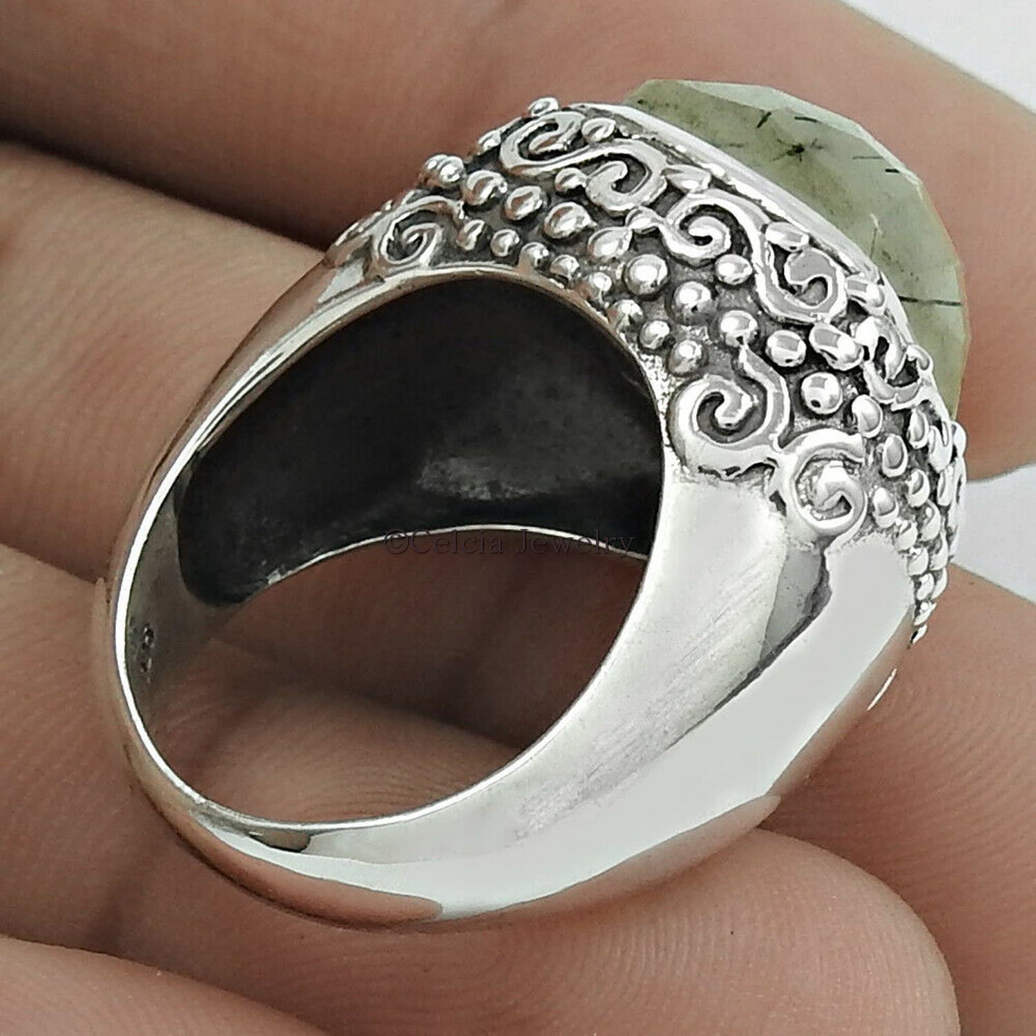 Natural Black Rutile Wedding Band for Men - 925 Sterling Silver Signet Ring - Unique Proposal, Birthday & Father's Day Gift for Husband - Size 9 - Perfect for Engagements, Anniversaries & Special Occasions