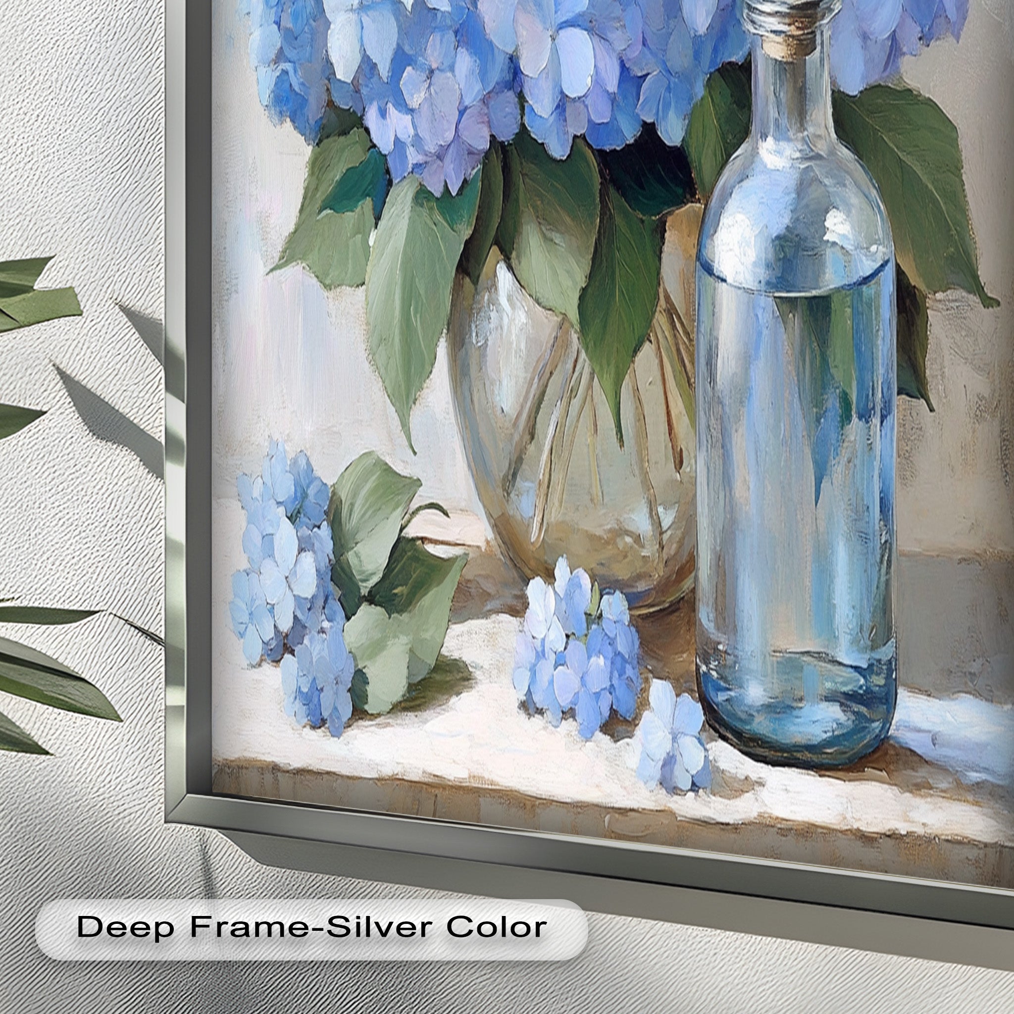 Blue Floral Still Life Oil Painting - Modern Wall Art for Living Room, Bedroom & Office Decor