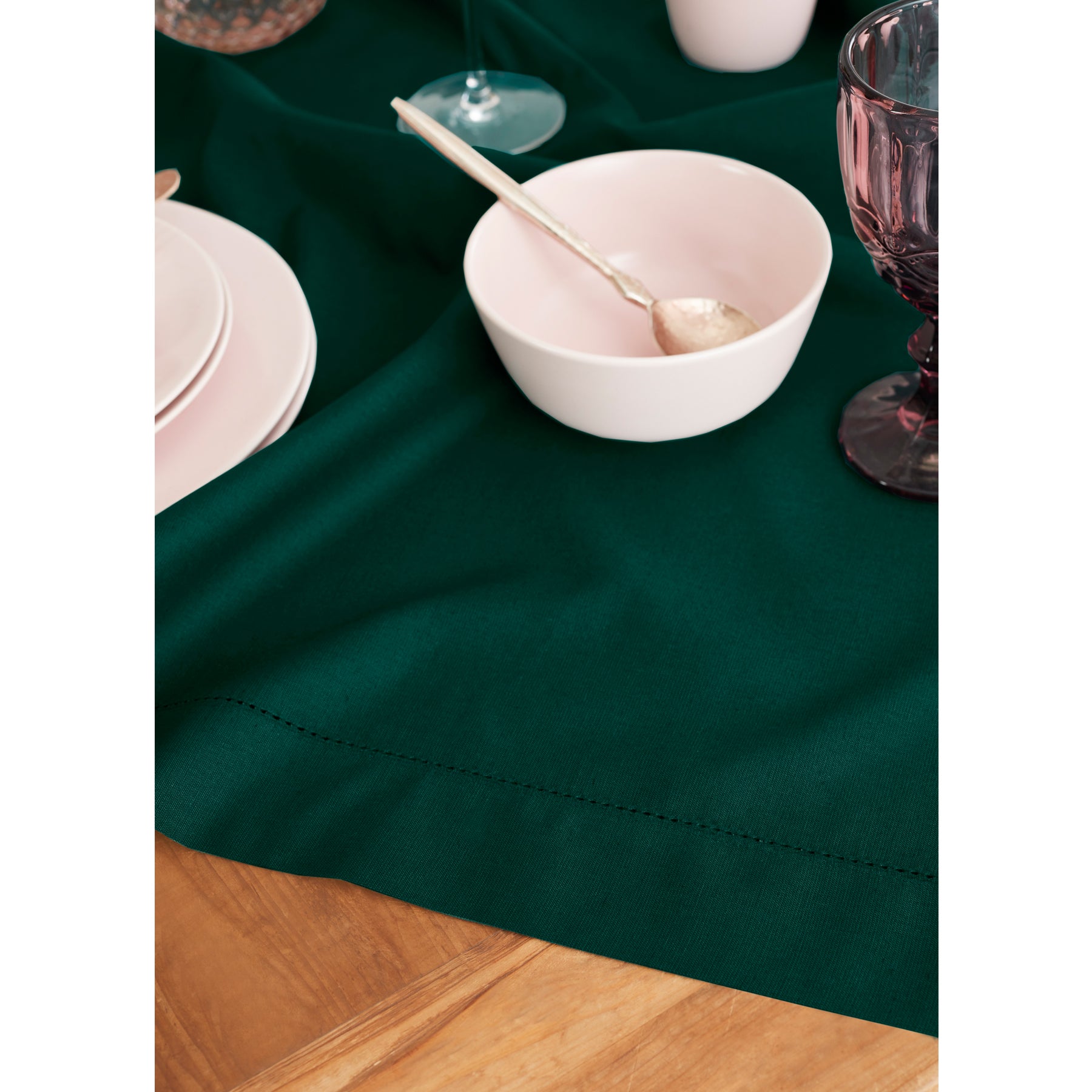 Premium Cotton Linen Hemstitch Table Throw - Elegant Decorative Table Runner for Dining Room, Wedding, Party & Home Decor