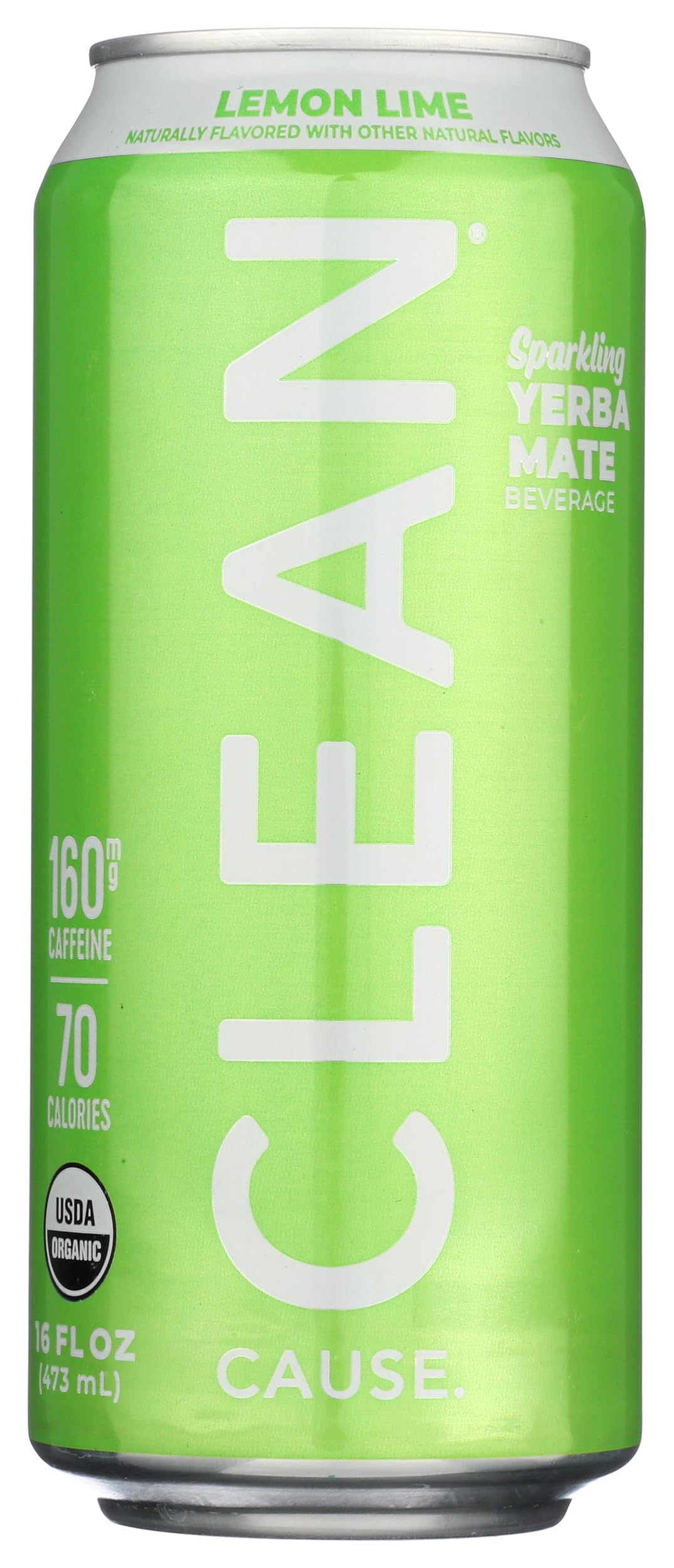 Clean Cause Yerba Mate Energy Drink - Lemon Lime Flavor, 16oz Cans | Natural Caffeine Boost for Workouts, Focus & Daily Energy | Vegan, Gluten-Free, Organic
