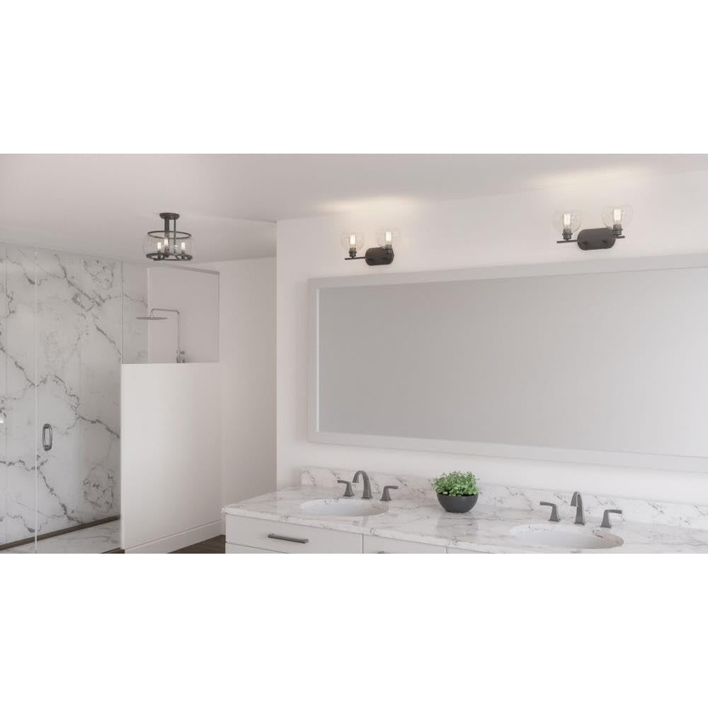 2-Light Transitional Vanity Light Fixture - Matte Black Bathroom Sconce with Clear Glass Shades - Perfect for Bathroom, Powder Room & Dressing Area Lighting - Model 71-Bel-3383659