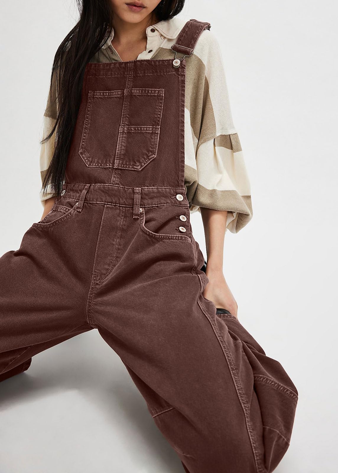 Loveimgs Women's Y2K Baggy Barrel Jeans Overalls - Wide Leg Denim Pants, Bib Overalls Jumpsuit, Boyfriend Patchwork Jeans for Casual Wear & Street Style Fashion