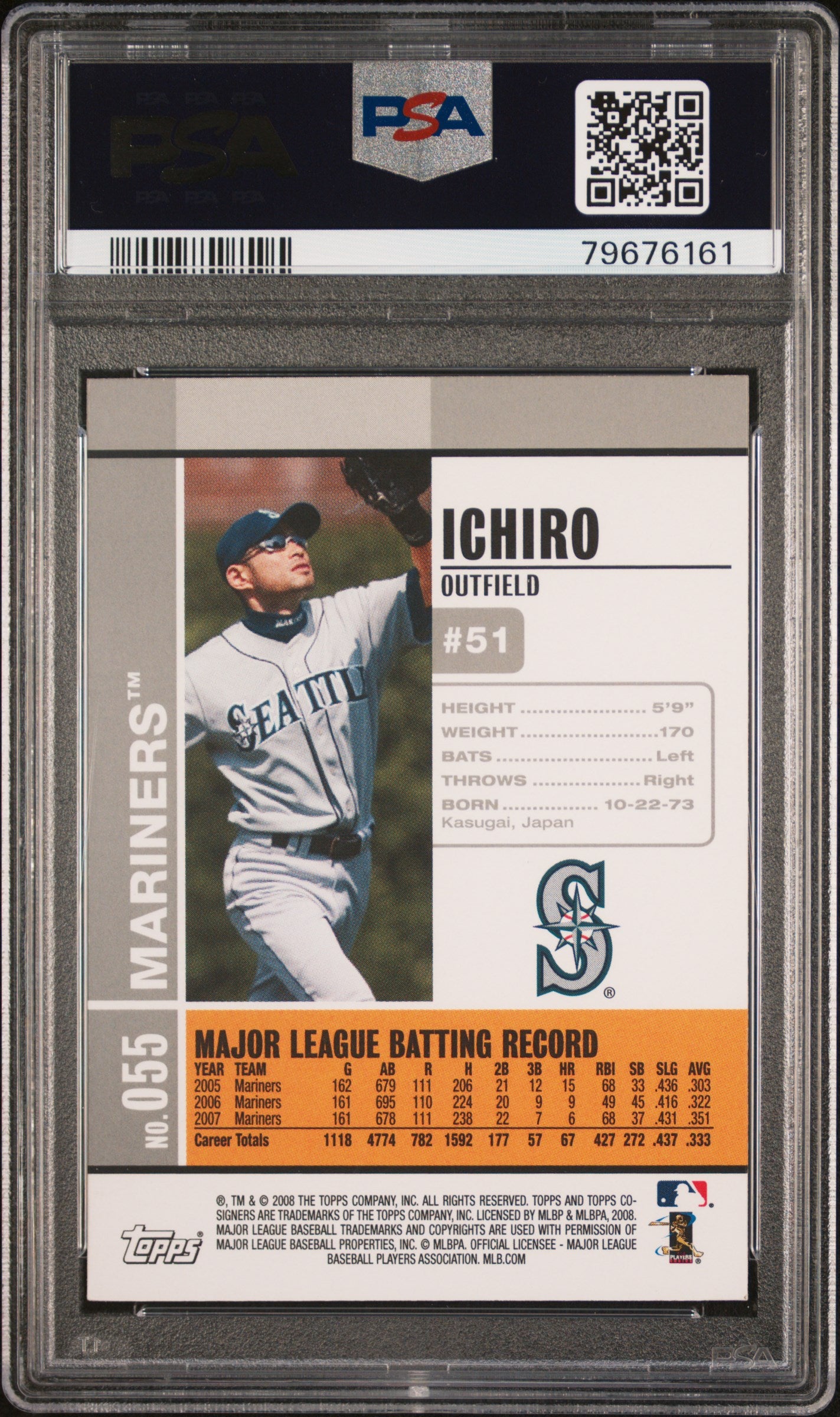 2008 Topps Co-Signers Ichiro Suzuki #55 PSA 10 Gem Mint Baseball Card - Perfect for Collectors & Sports Memorabilia Display