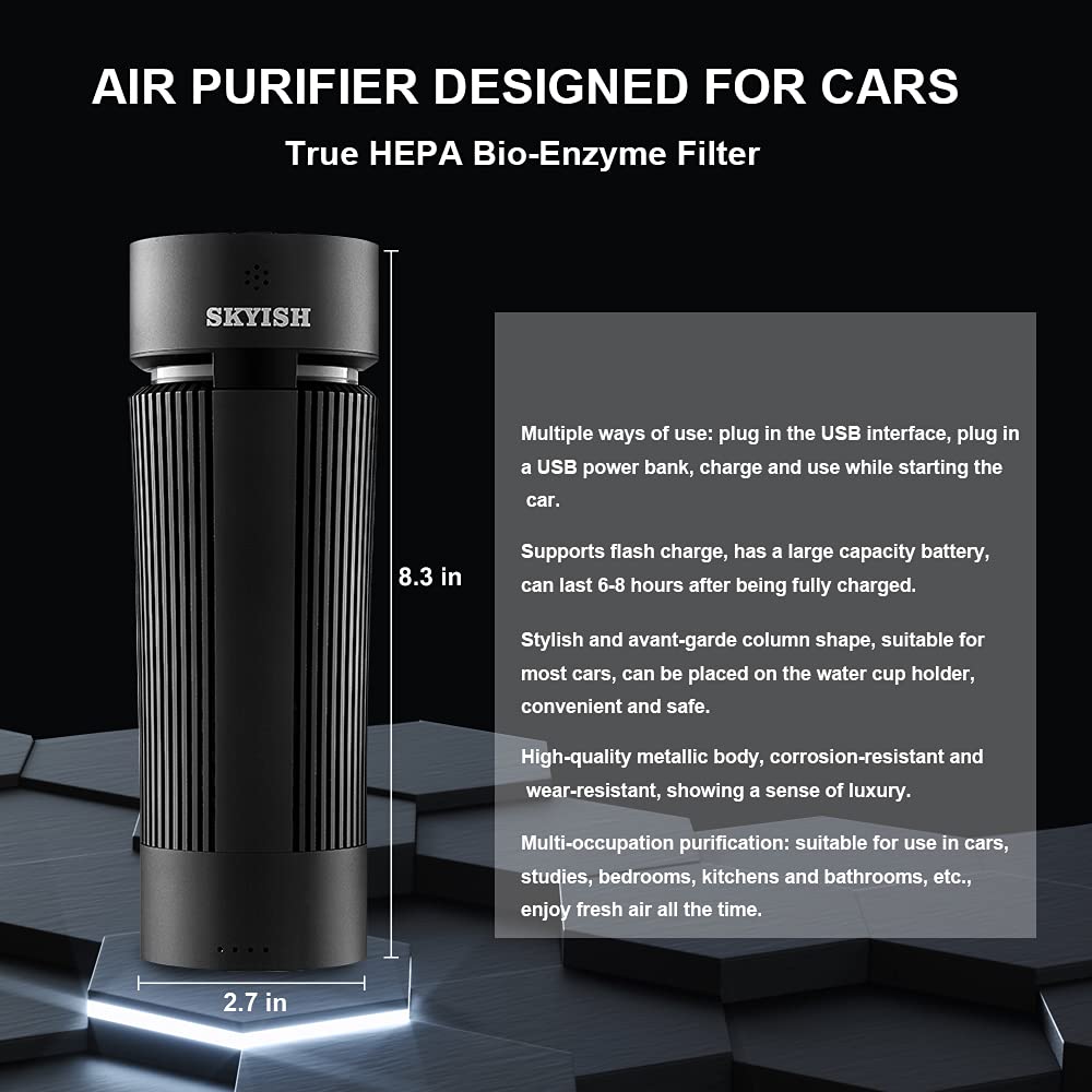 SK-60 True HEPA Air Purifier with Auto Mode & Air Quality Monitor - 3 Purification Modes, Ultra Quiet for Home, Office, Bedroom and Car Use