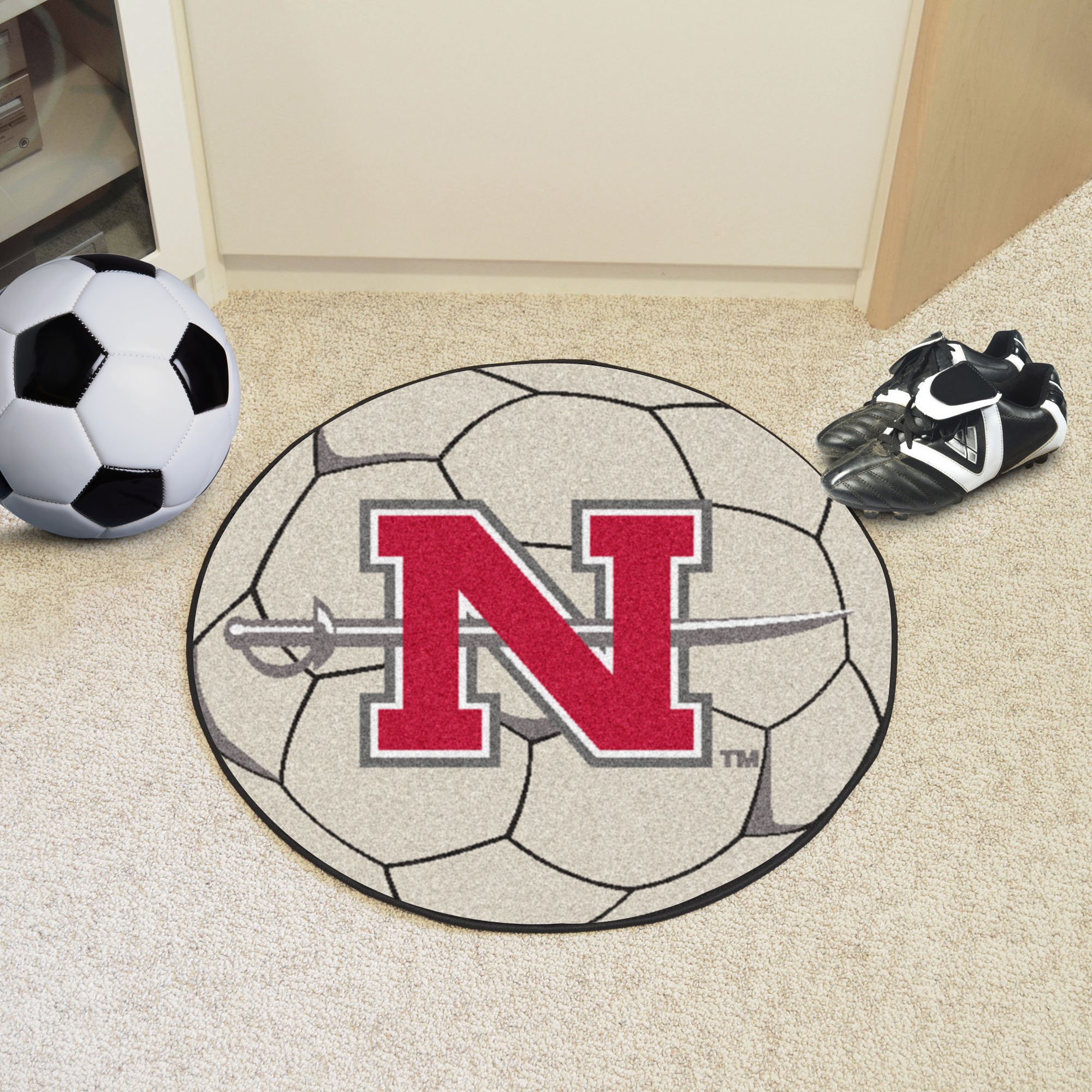 Nicholls State University Soccer Ball Rug - Durable College Team Decor for Bedroom, Dorm, Game Room - Perfect Gift for Soccer Fans & Alumni