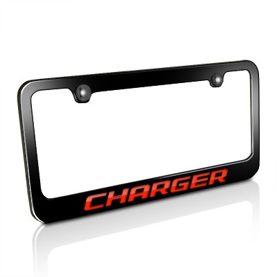 Dodge Red Charger Black Metal License Plate Frame - Custom Car Accessories for Dodge Charger - Perfect for Car Enthusiasts & Gift Ideas - Durable & Stylish Auto Upgrade for Front or Rear License Plate