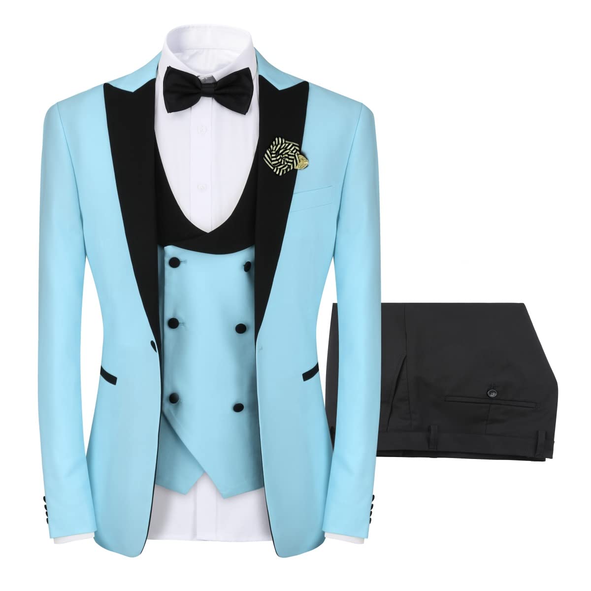 YFFUSHI Men's Slim Fit 3 Piece Suit Set - One Button Prom Blazer, Vest & Dress Pants | Formal Business Attire, Wedding & Special Occasion Outfit
