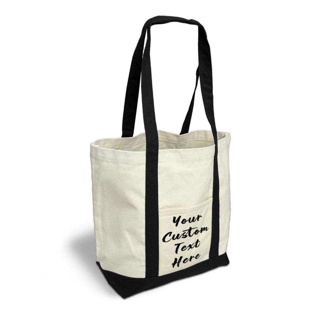 Custom Personalized Text Market Canvas Shopping Tote Bag for Women - Durable & Stylish Beach Bag for Groceries, Travel & Shopping