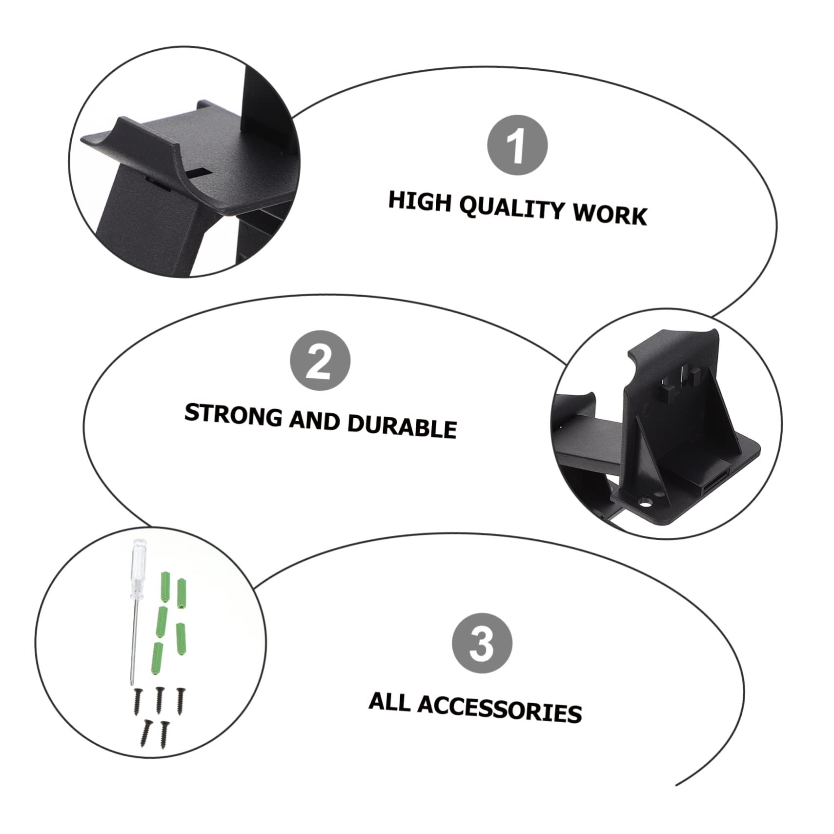 VOSAREA Universal Headset Stand - Wall Mount Gaming Headphone Holder with Remote Controller Rack - Black - Easy Installation for Home Office & Gaming Setup