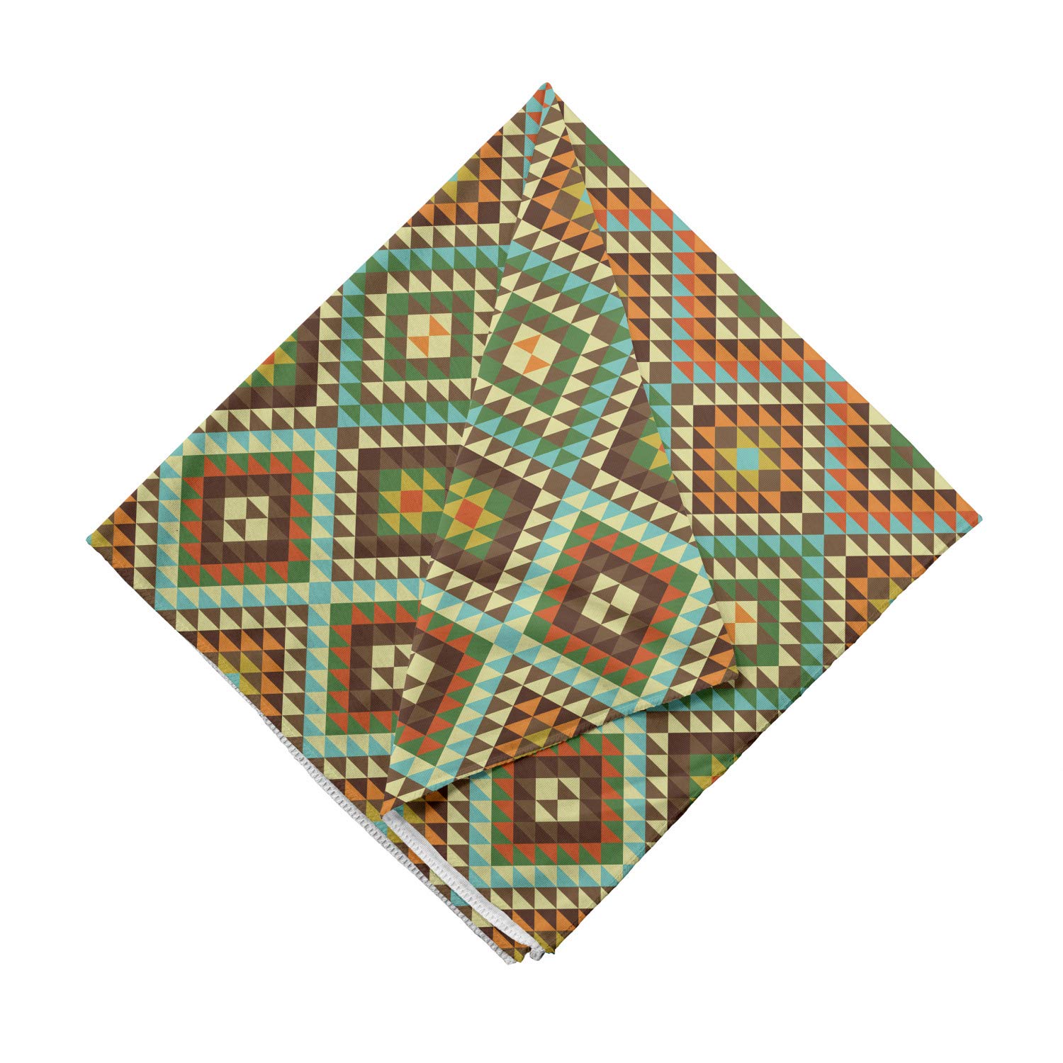 Ambesonne Earth Tones Bandana - Retro Folk Print Unisex Head Scarf & Neck Tie for Outdoor Activities, Music Festivals & Fashion Accessories