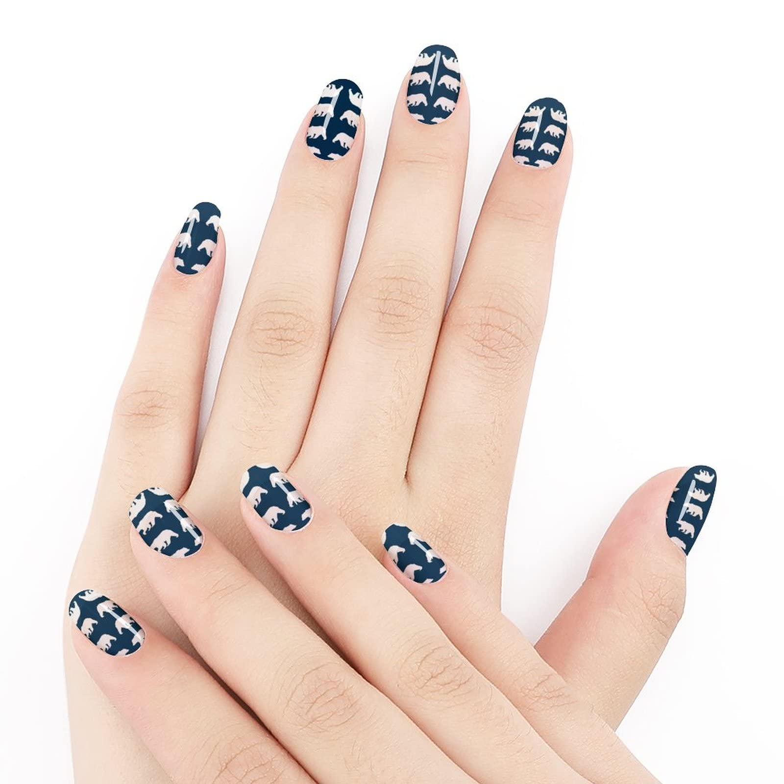 AMRANDOM Set of 5 Self-Adhesive Nail Art Stickers - DIY Manicure Decals for Women | Polar Bear Design Nail Supplies | Perfect for Home Manicures, Parties & Gift Giving