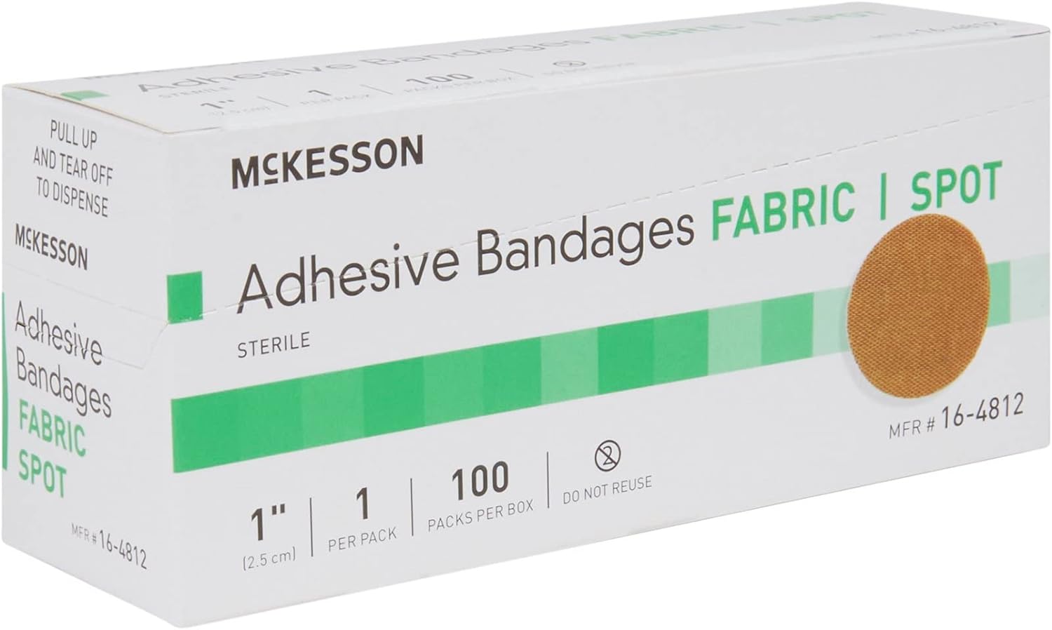 McKesson 1 Inch Fabric Round Tan Sterile Adhesive Bandages for First Aid, Wounds & Minor Cuts - Perfect for Home, Office & Travel First Aid Kits