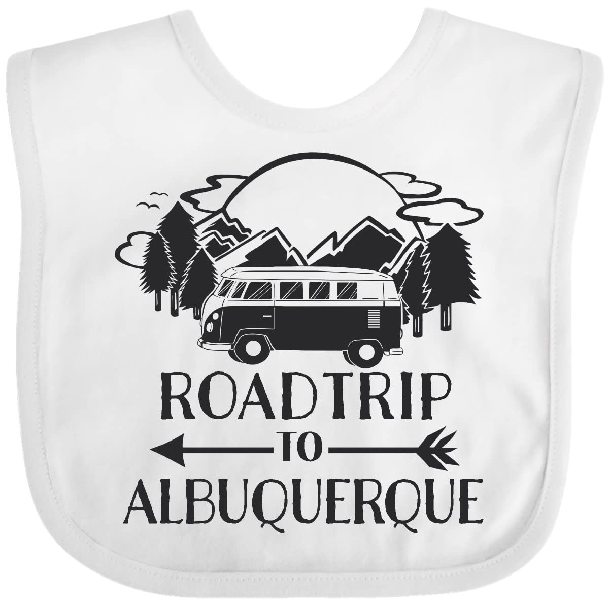 Inktastic Road Trip To Albuquerque Baby Bib - Soft Cotton Drool Bib for Infants & Toddlers - Perfect for Travel, Feeding, and Everyday Use