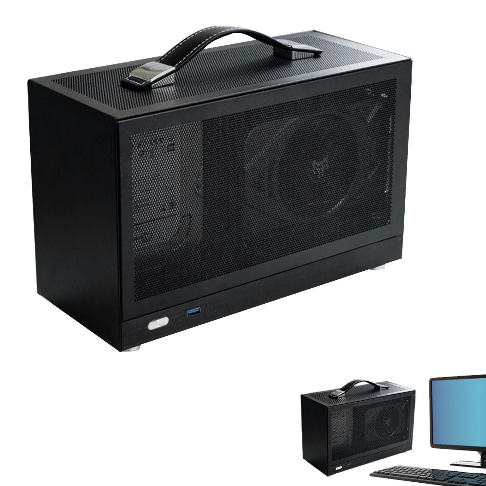 Veeteah ITX PC Case - Aluminum Alloy Mini Computer Chassis with USB Ports | Compact Desktop Case for Home Office & Gaming Setup
