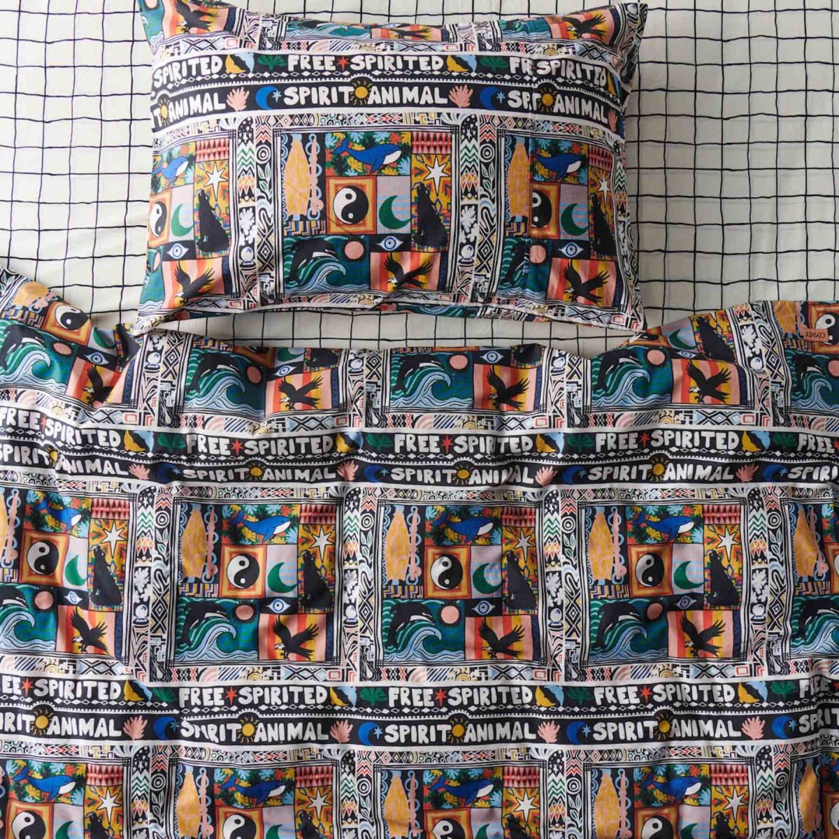 Spirit Animal Organic Cotton Single Pillowcase - Hypoallergenic & Breathable Bedding - Perfect for Home, Travel & Guest Rooms
