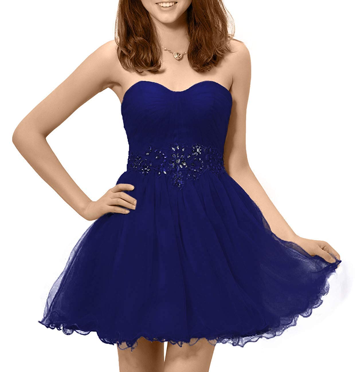 Elegant Beaded Strapless Sweetheart Prom Dress for Women - Royal Blue Short Homecoming Party Dress | Perfect for Prom, Homecoming, Cocktail Parties & Special Occasions