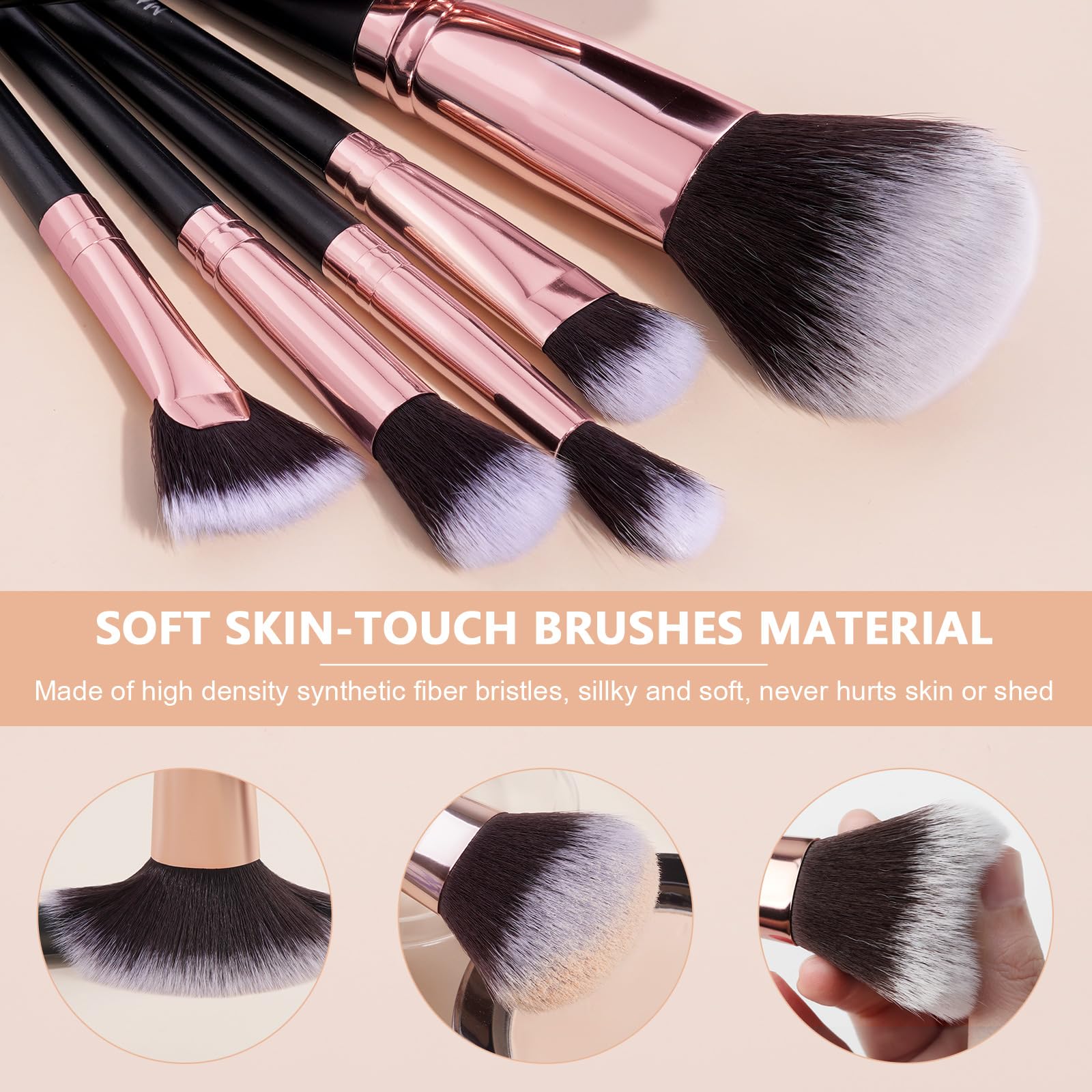 20-Piece Professional Makeup Brush Set - Foundation, Eyeshadow, Blush & Kabuki Brushes for Flawless Face & Eye Makeup | Travel-Friendly with Gift Box (Black) | Perfect for Daily Use, Bridal Makeup & On-The-Go Touch Ups