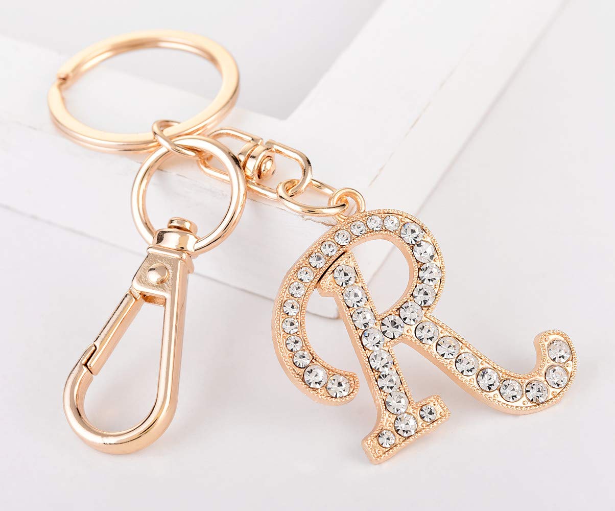 AlphaAcc Crystal Alphabet Initial Letter Keychain for Women - Elegant Purse Charms & Handbag Pendant with Key Ring - Perfect Gift for Birthdays, Anniversaries and Everyday Carry