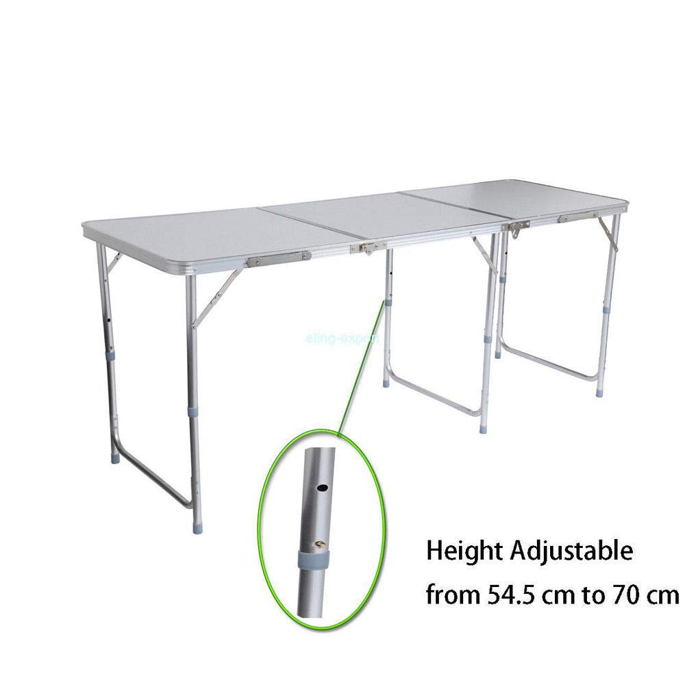 Portable 6ft Aluminum Folding Table - Lightweight & Sturdy for Indoor Outdoor Use, Picnic, Party, Dining, Camping - Perfect for Backyard BBQs, Beach Trips & Tailgating