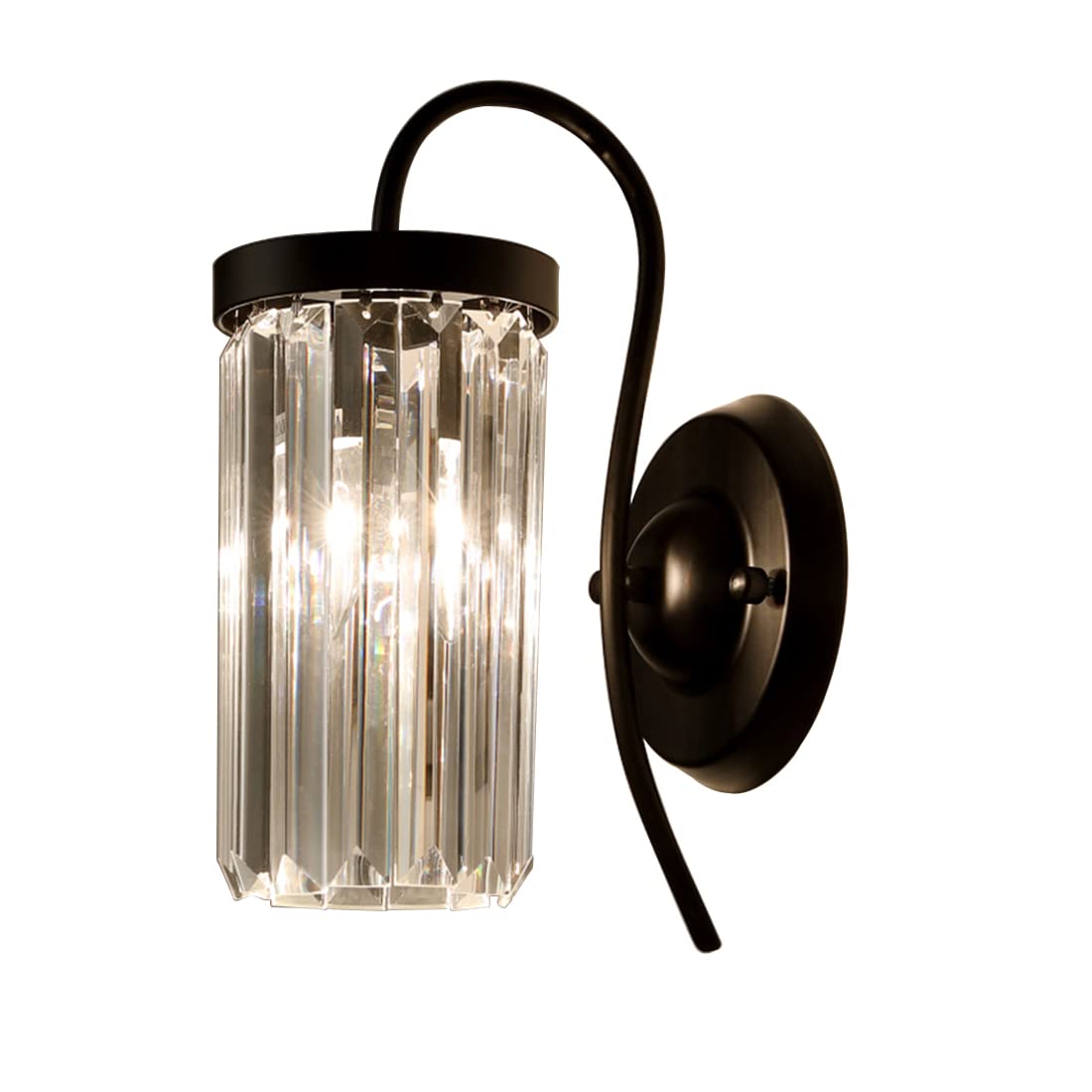 Elegant Black Crystal Wall Sconces Lighting - Modern Bathroom Vanity Light Fixtures with Glass Crystal for Bedroom, Living Room, Hallway & Kitchen | Perfect for Home Decor, Interior Lighting & Luxury Ambiance