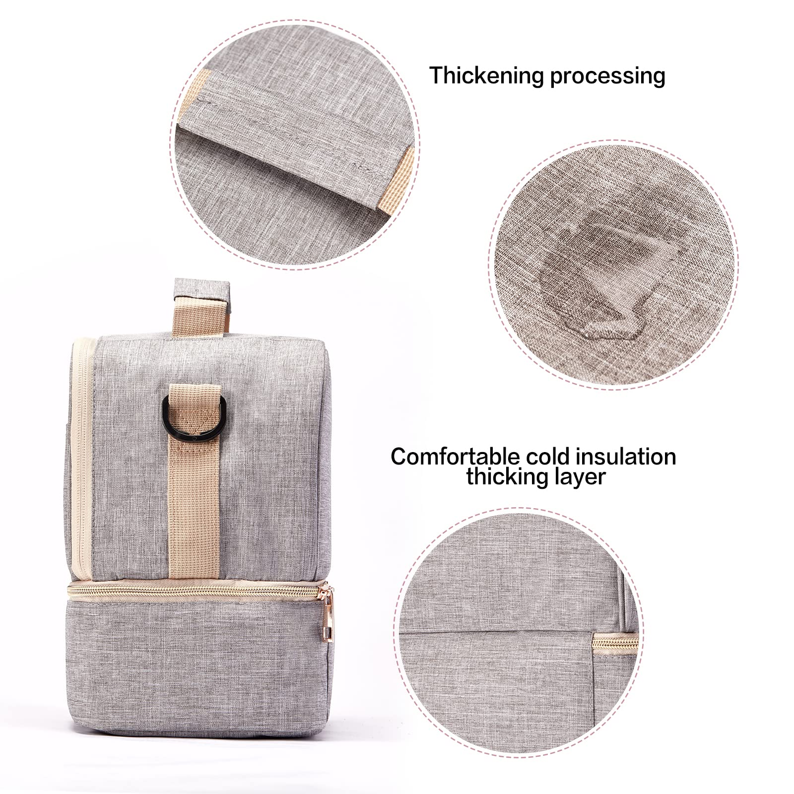 Portable Breast Pump Bag with Cooler Compartment - Insulated Double Layer Moistureproof Design for Breast Milk Storage - Perfect for Working Moms, Office Use & Outdoor Activities (Grey)