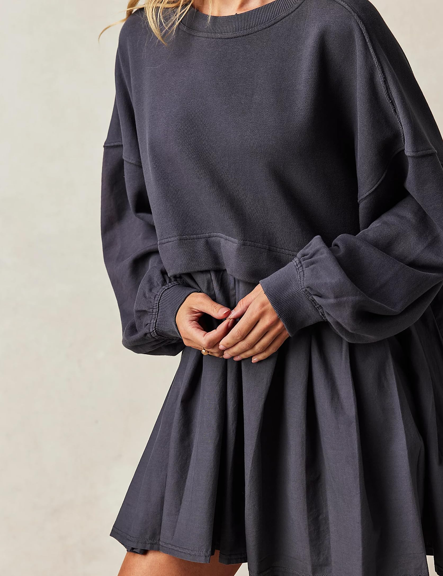 Ugerlov Women's Oversized Sweatshirt Dress - Long Sleeve Crewneck Pullover T-Shirt Dress with Relaxed Fit | Casual Loungewear, Streetwear Fashion for Everyday Wear