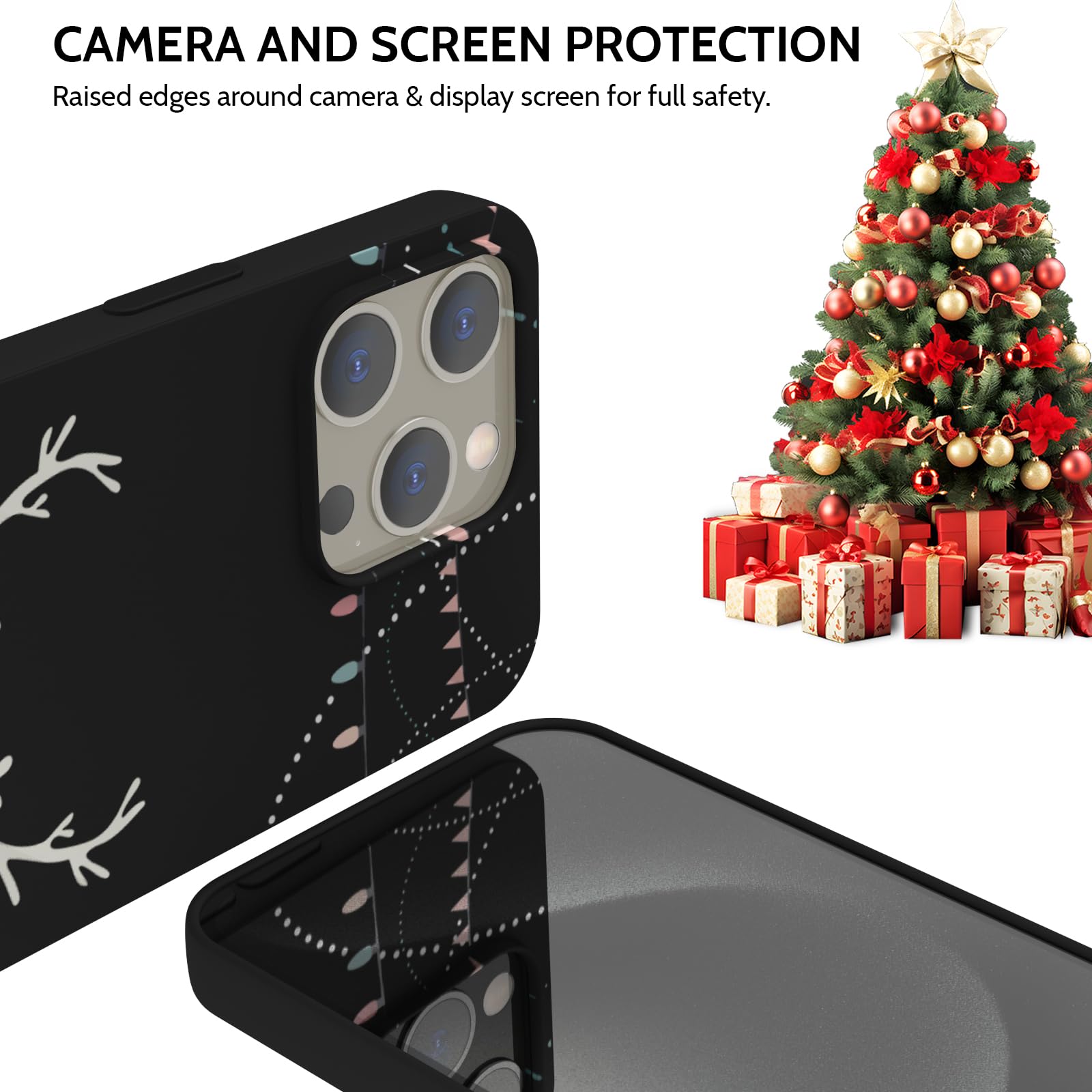 **YESPURE Cute Girly Black Matte Christmas Deer iPhone 13 Pro Max Case - Soft TPU Shockproof Anti-Scratch Protective Cover - Perfect Holiday Gift for Women & Girls**    *(Use Case: Ideal for daily protection, holiday gifting, and adding festive style to your iPhone 13 Pro Max.)*
