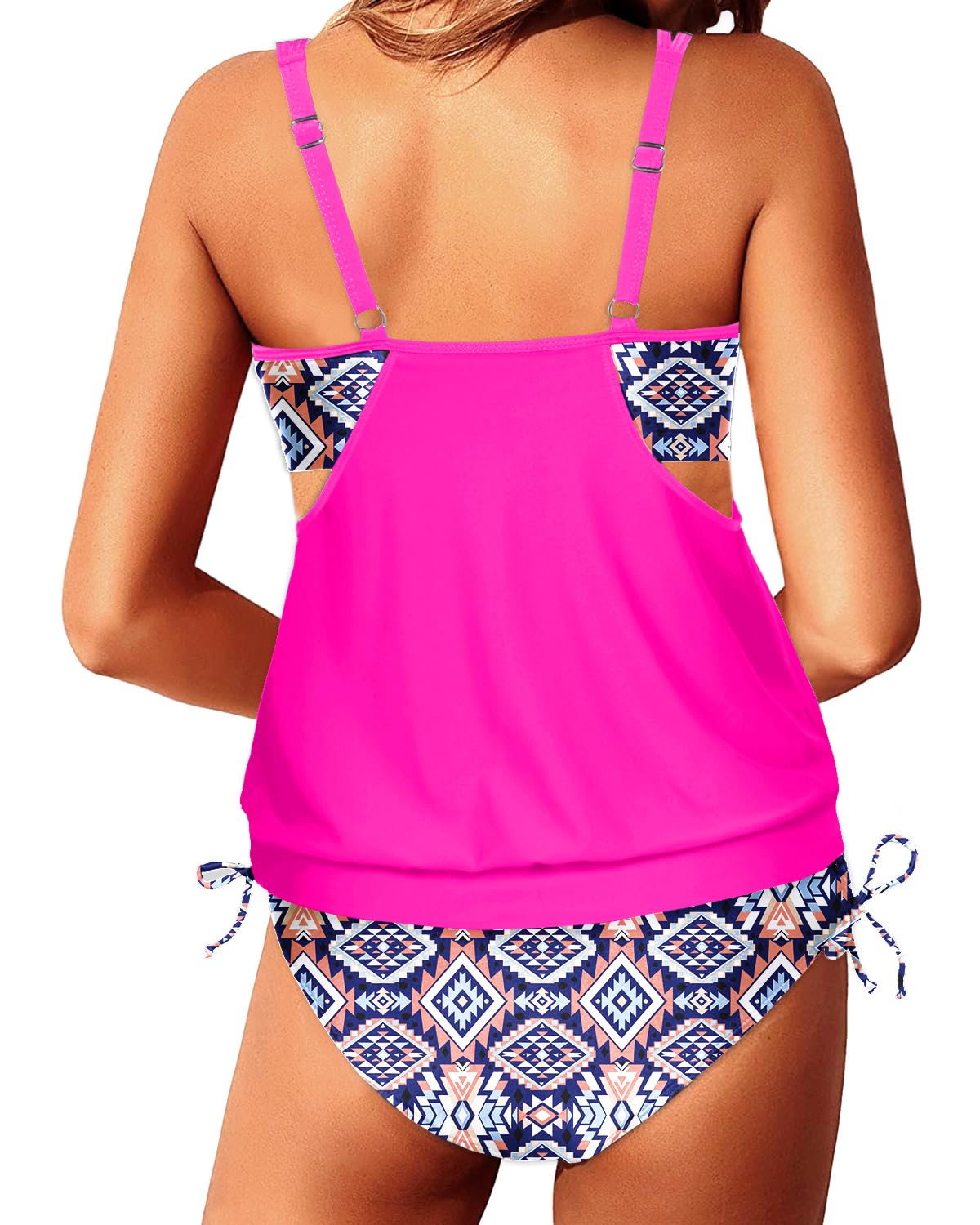 Yonique Women's Athletic Tankini Swimsuits - Blouson Swim Top & Bikini Bottom Two-Piece Bathing Suit | Perfect for Swimming, Beach Vacations & Water Sports