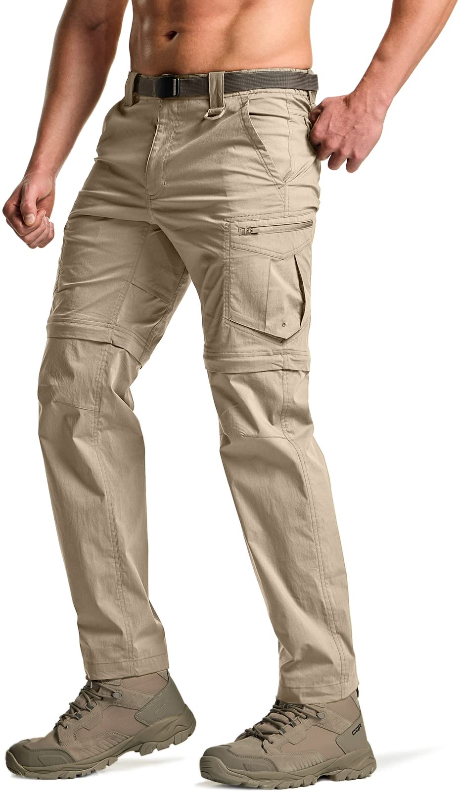 CQR Men's Convertible Cargo Pants - Water Resistant Hiking Pants with Zip-Off Legs | Lightweight Stretch UPF 50+ Outdoor Work Pants for Hiking, Camping & Travel